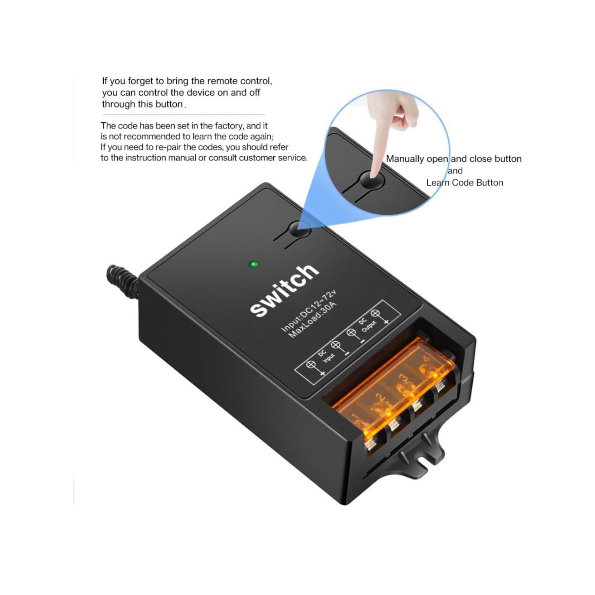 12VDC Wireless Relay On/Off Remote