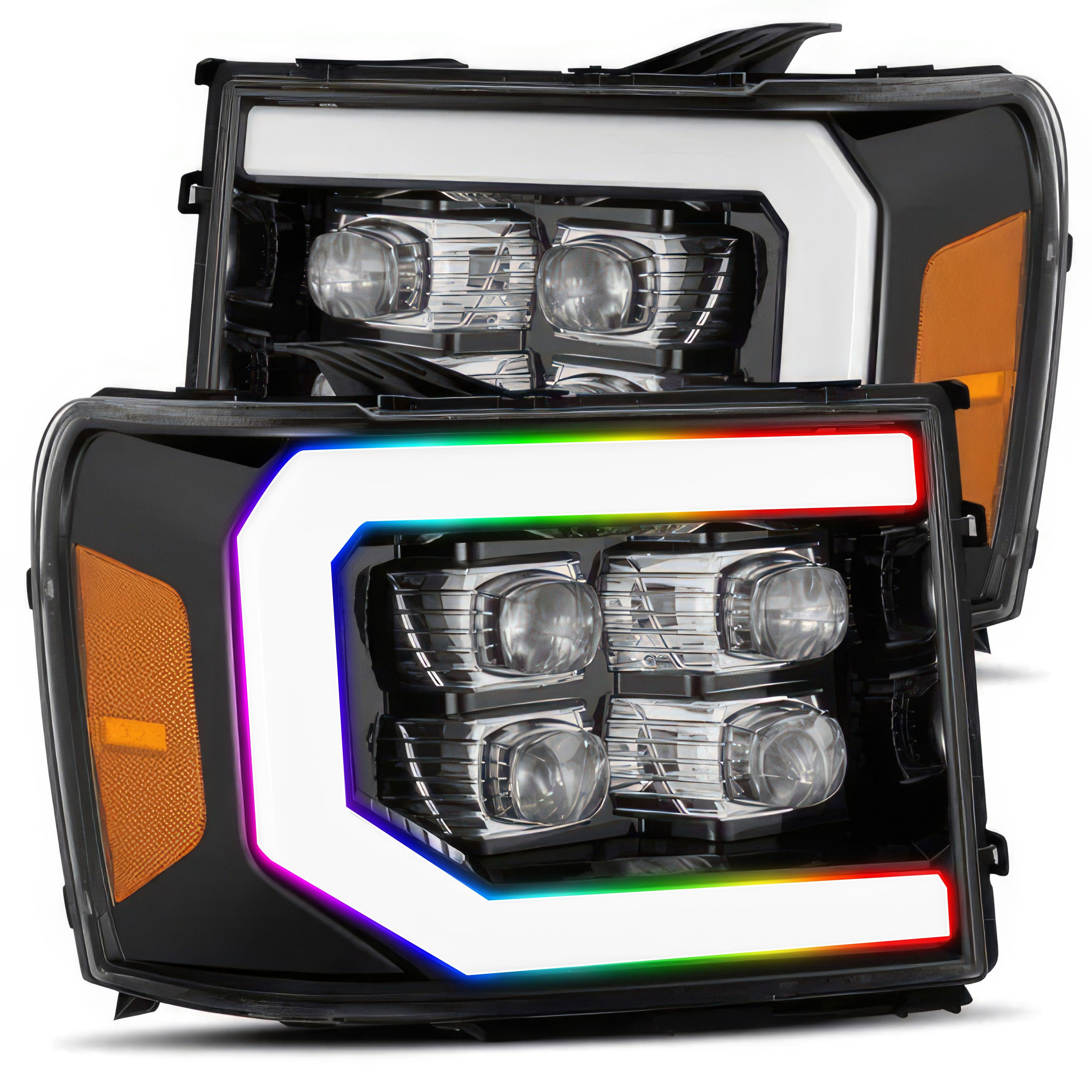 GMC Sierra (2007-2013) Multicolor Jet Black Headlights | Alpharex