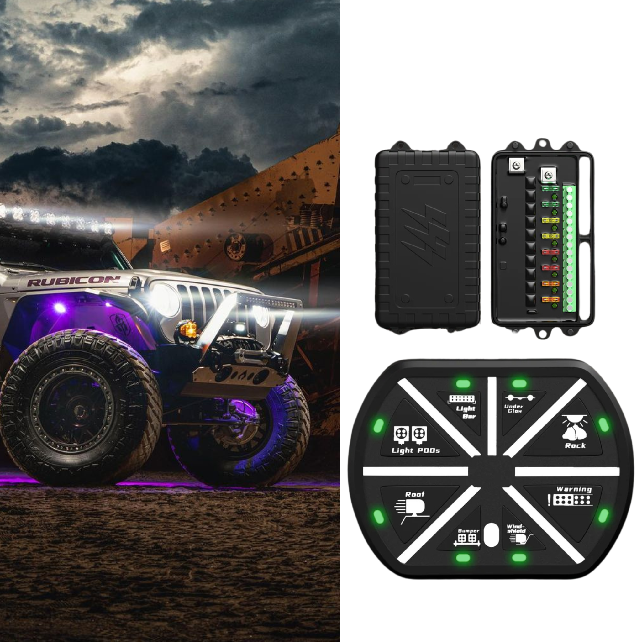 8-Gang Switch Panel – Custom Multicolor LED Lighting by RGB Halo Kits