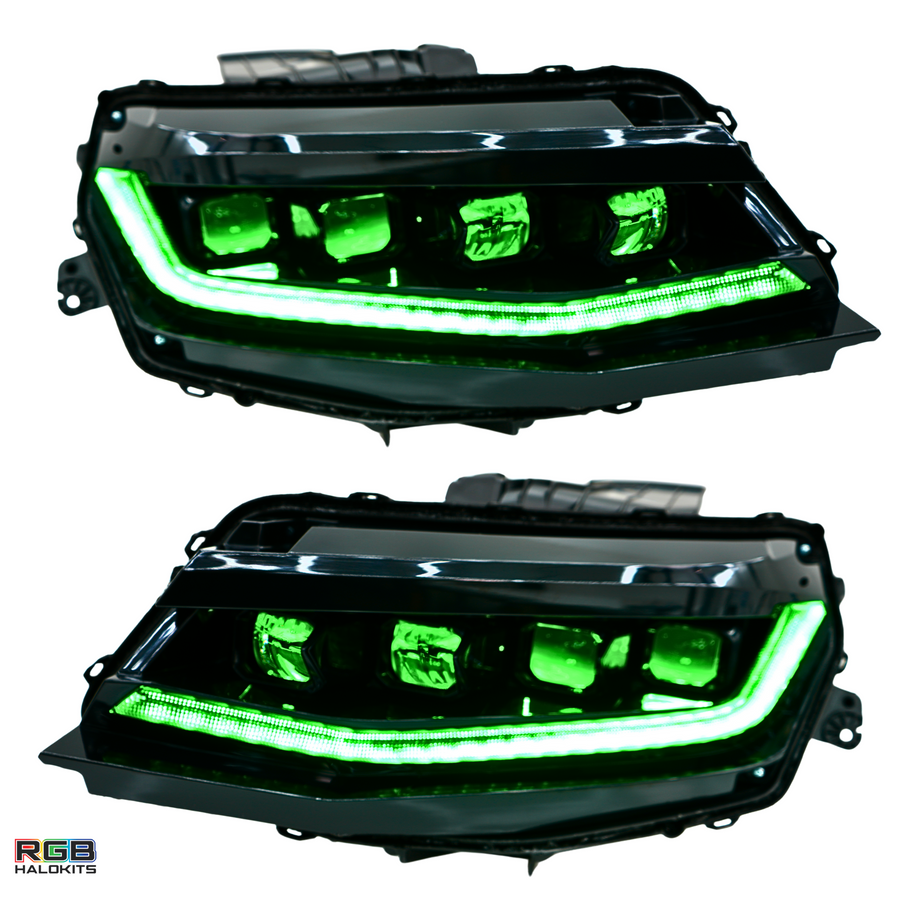 Chevrolet Camaro: Multicolor Flow Series Headlights + Demon Eyes (2016–2018) | XB Morimoto – Custom Multicolor LED Lighting by RGB Halo Kits