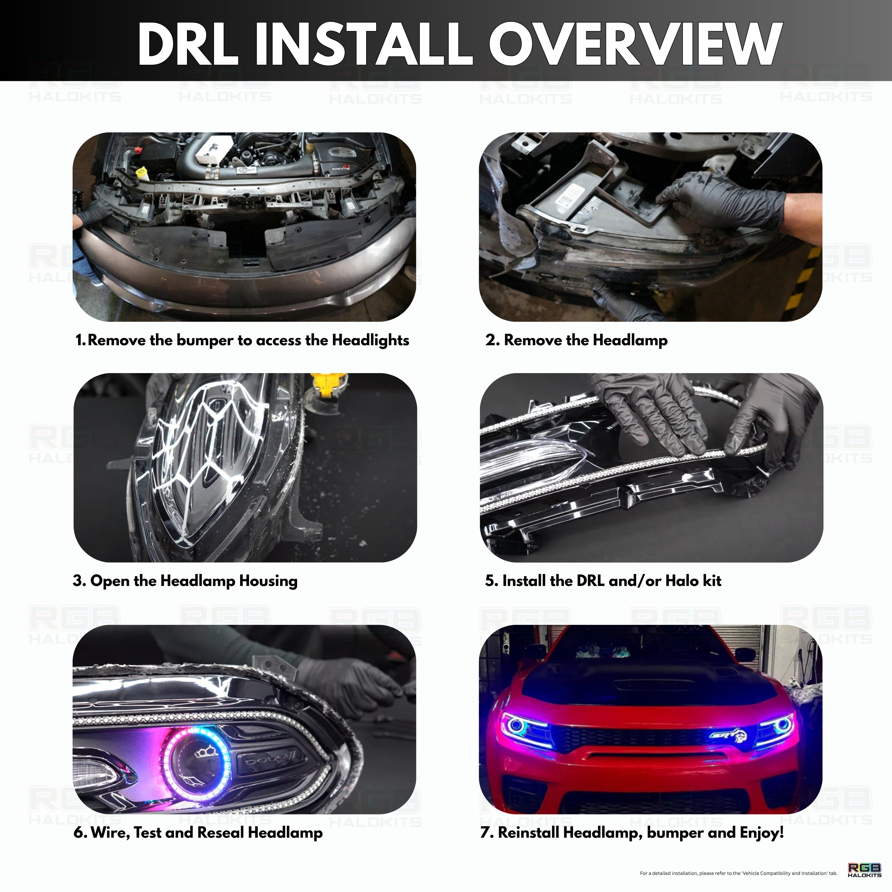 Dodge Charger Flow Series DRL Boards | Diffused LED (2015-2023) – Custom Multicolor LED Lighting by RGB Halo Kits