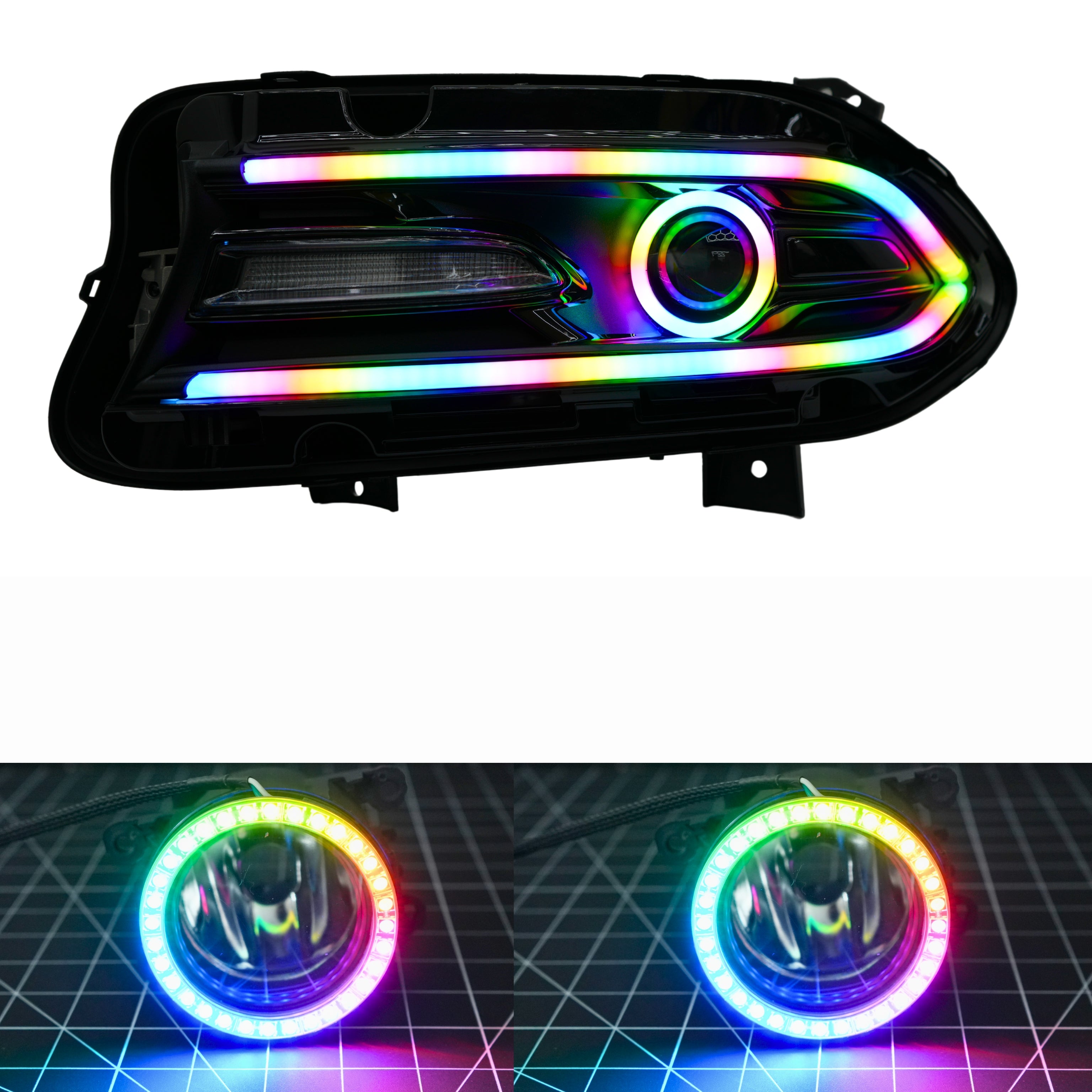Dodge Charger Flow Series DRL Boards | Diffused LED (2015-2023) – Custom Multicolor LED Lighting by RGB Halo Kits