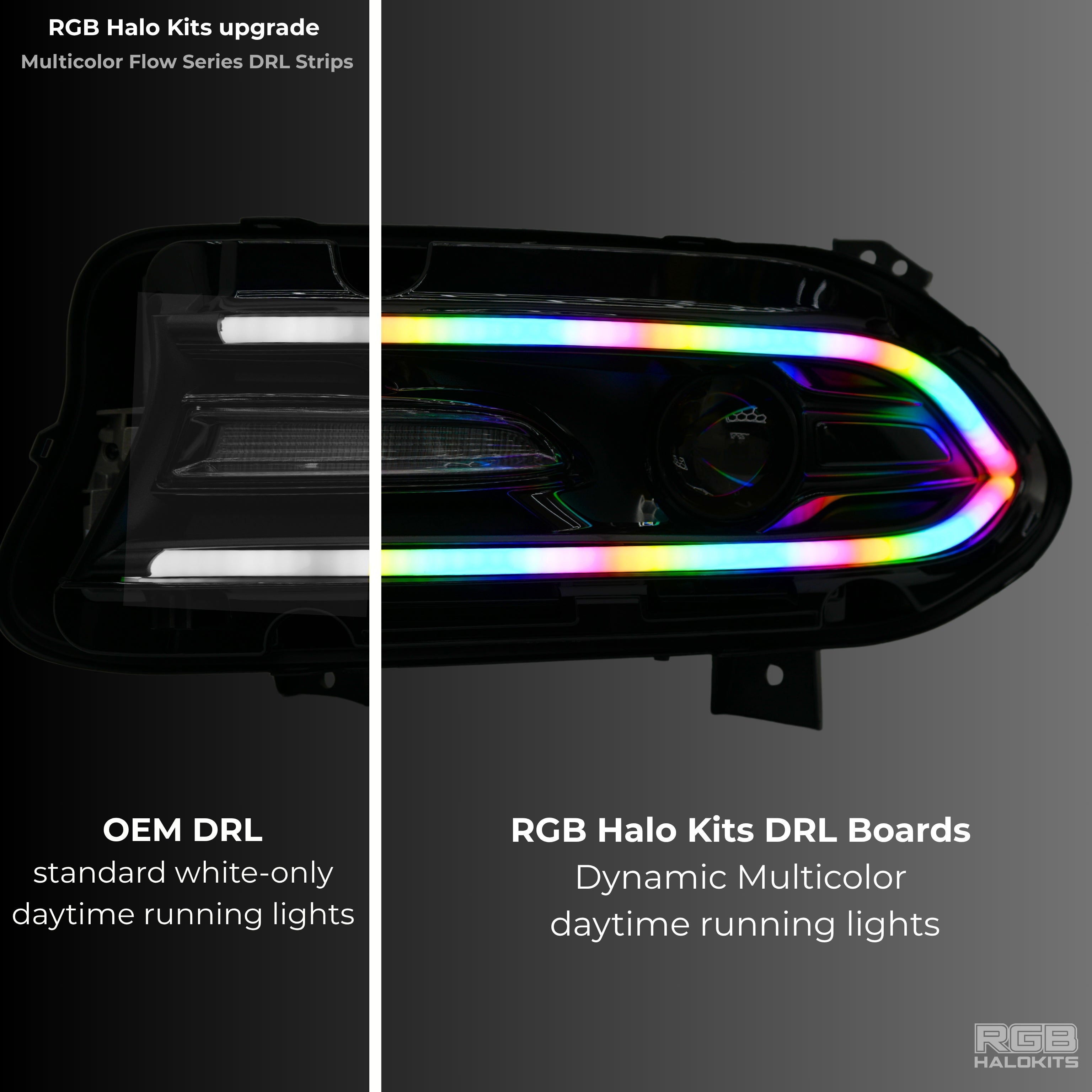 Dodge Charger Flow Series DRL Boards | Diffused LED (2015-2023) – Custom Multicolor LED Lighting by RGB Halo Kits