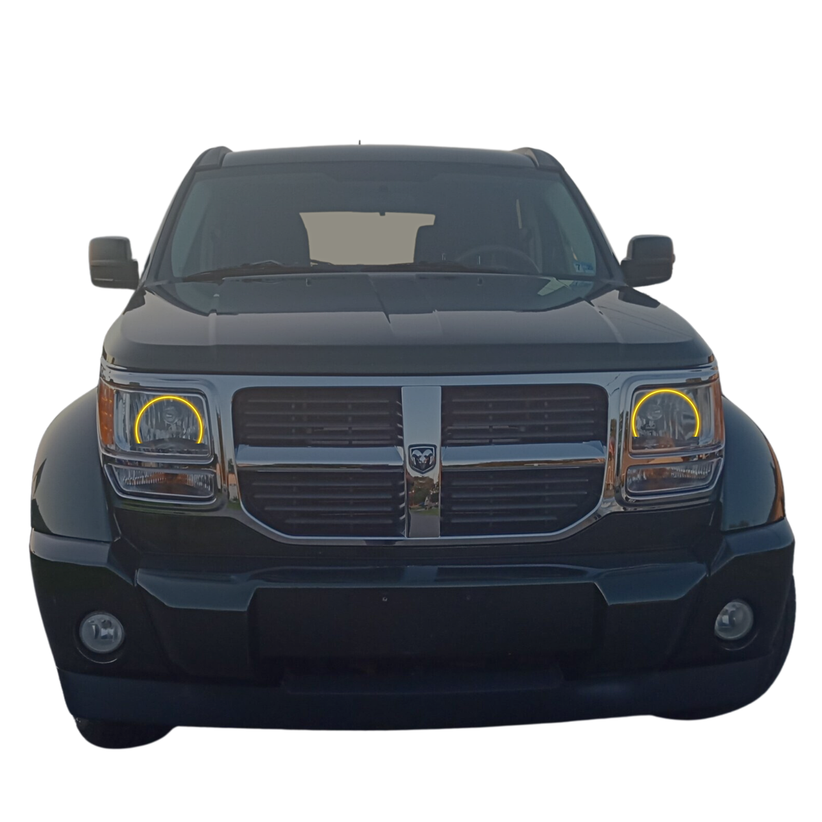FOR 07-12 DODGE CALIBER HEADLIGHT HEADLAMP BLACK/AMBER W/BLUE DRL LED+6K HID KIT