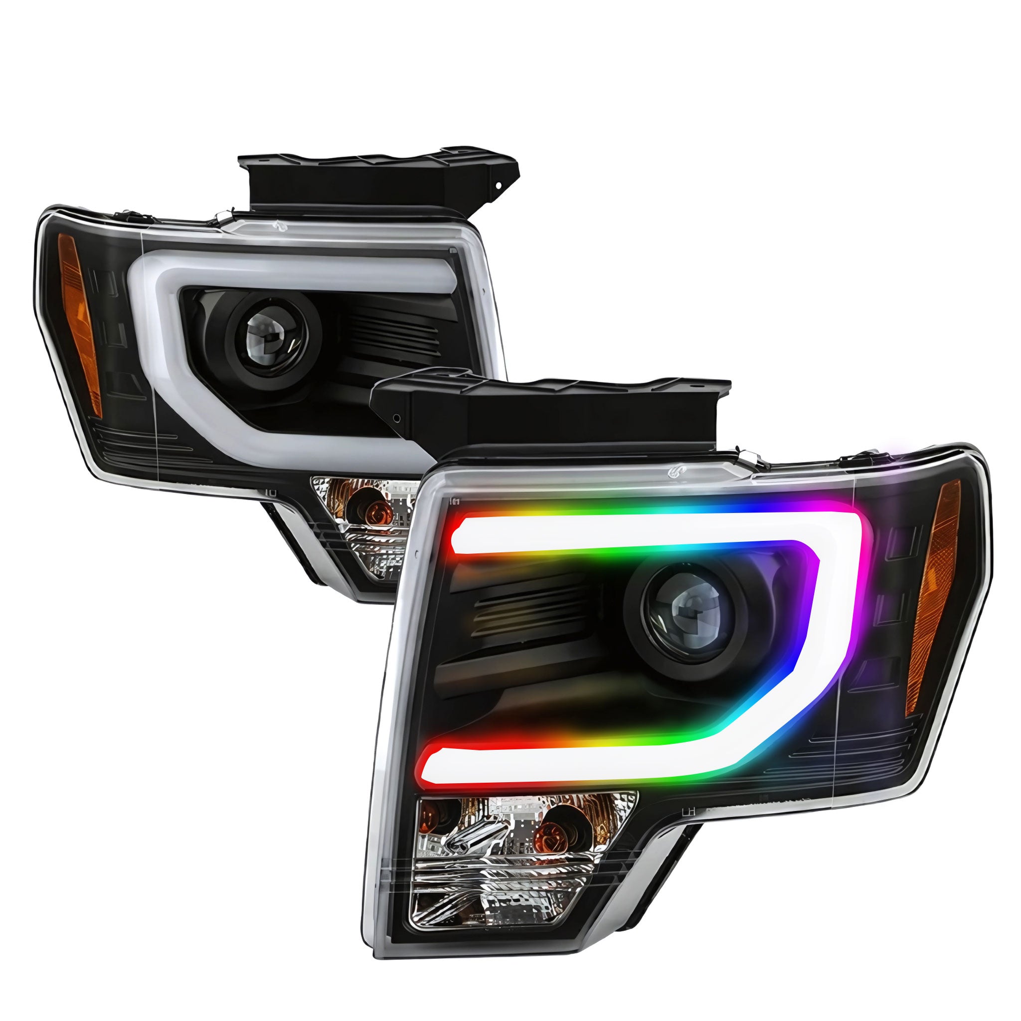 Ford F-150: Multicolor Flow Series Headlights (2009-2014) | Spyder – Custom Multicolor LED Lighting by RGB Halo Kits