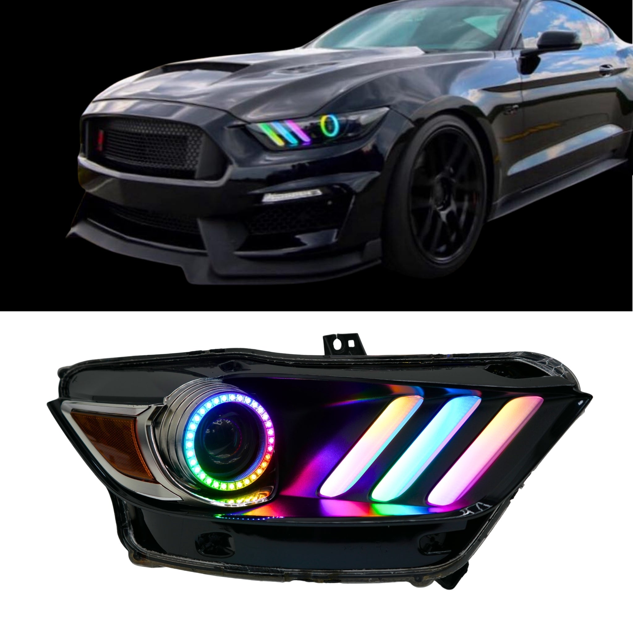 Ford Mustang Multicolor Flow Series DRL Boards (2015-2017) – Custom Multicolor LED Lighting by RGB Halo Kits