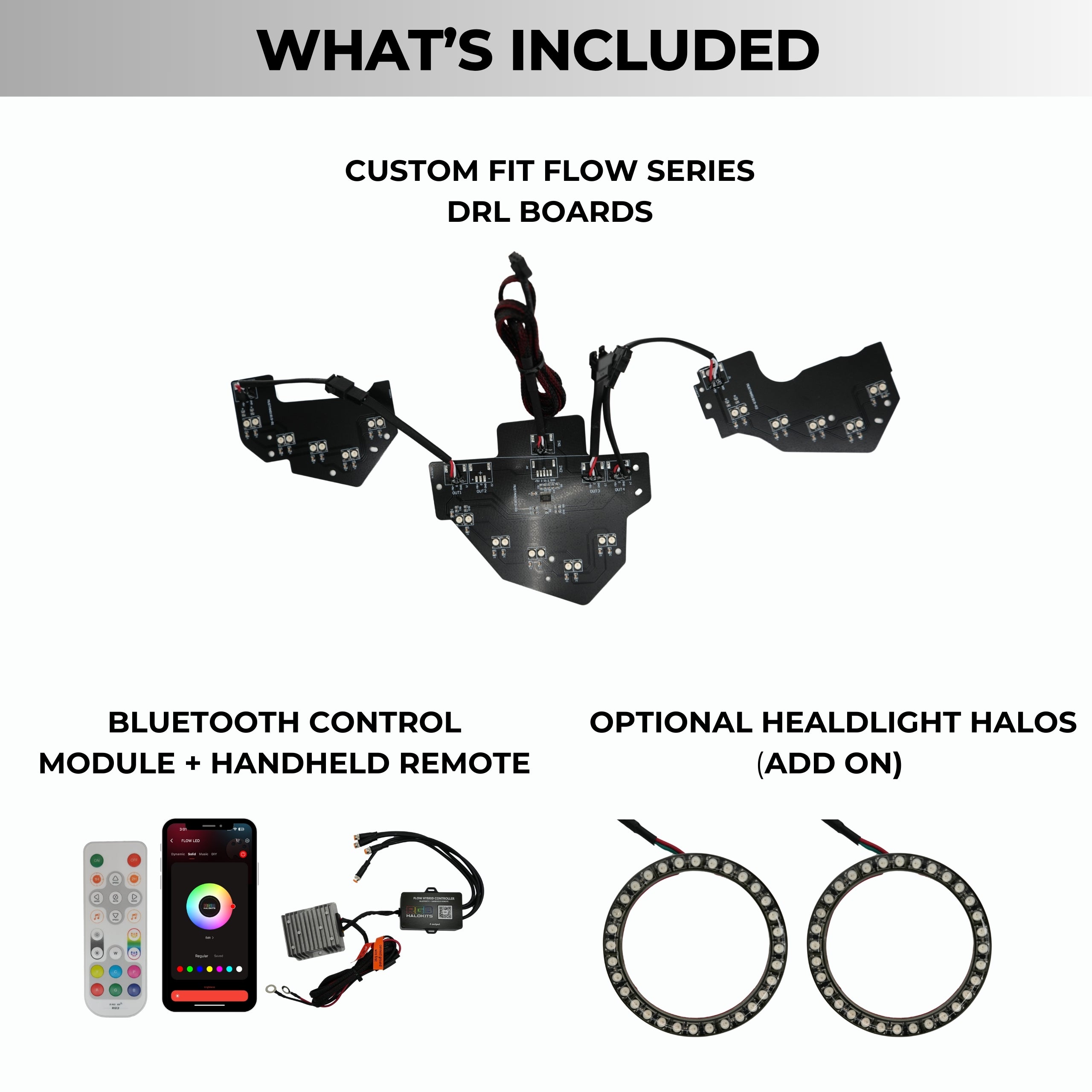Ford Mustang Multicolor Flow Series DRL Boards (2018-2023) – Custom Multicolor LED Lighting by RGB Halo Kits