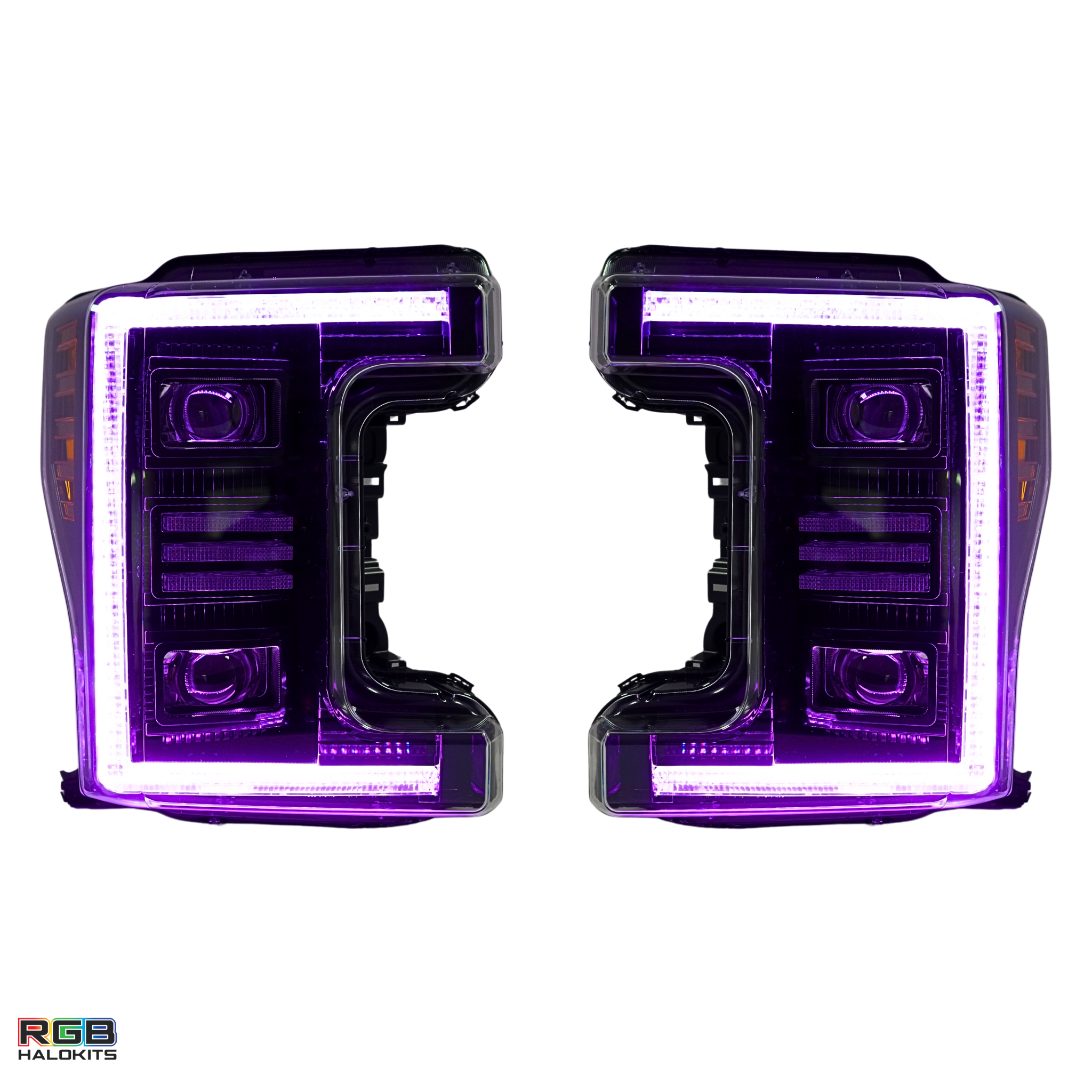 Ford Super Duty: Multicolor Flow Series Headlights (2017-2019) | XB Hybrid Morimoto – Custom Multicolor LED Lighting by RGB Halo Kits