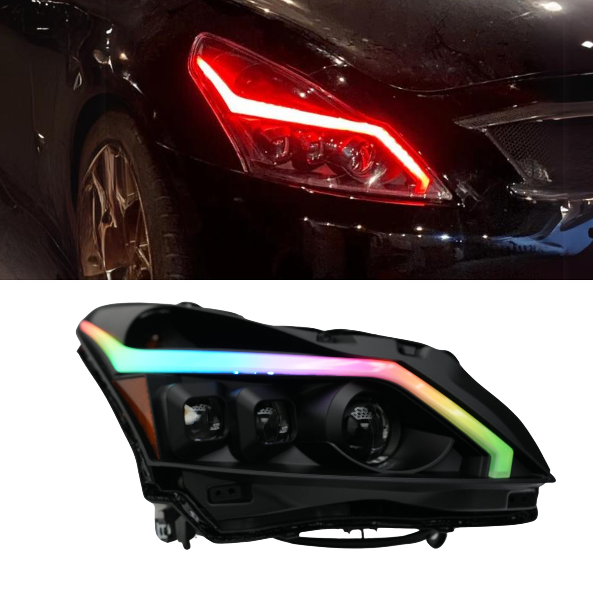 Infiniti G37 Spyder Headlights Multicolor DRL Boards (2010-2013)