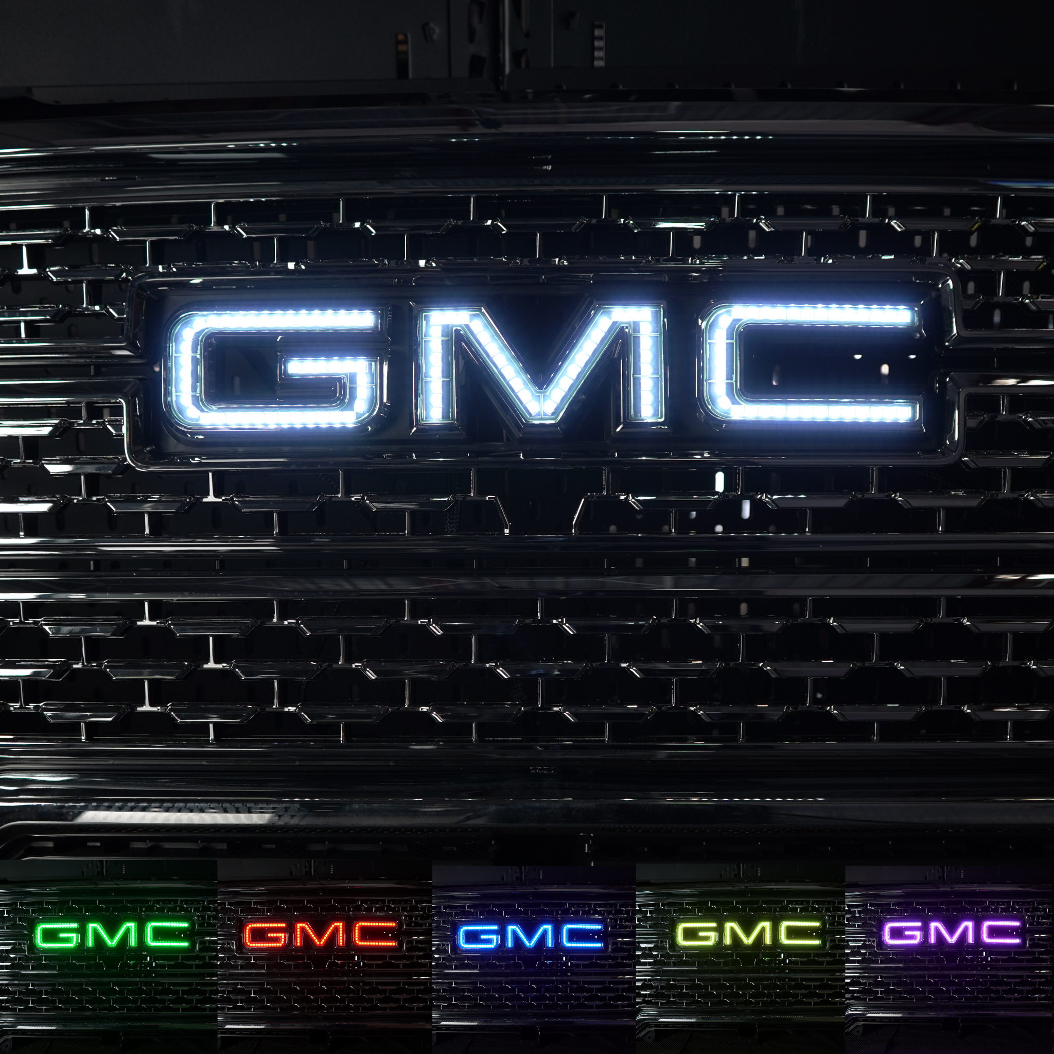 GMC LED Emblem: Multicolor (1999-2024) (tiktok) – Custom Multicolor LED Lighting by RGB Halo Kits