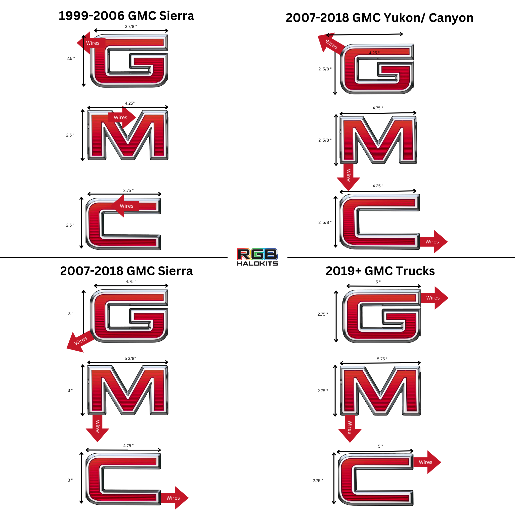 GMC LED Emblem: Multicolor (1999-2024)