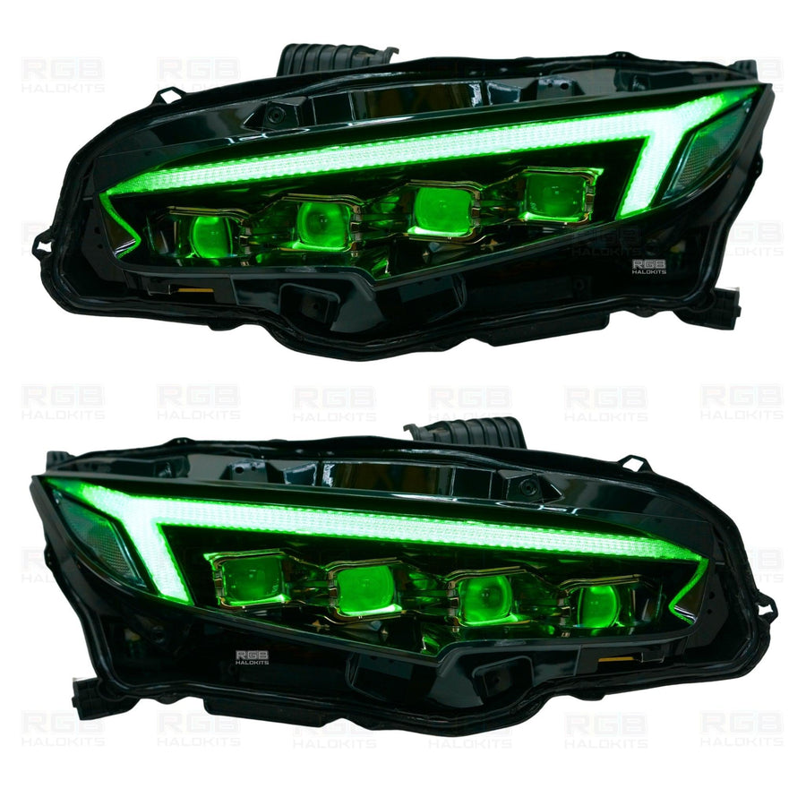 Honda Civic: Multicolor Flow Series LED Headlights (2016-2021) | XB Morimoto – Custom Multicolor LED Lighting by RGB Halo Kits
