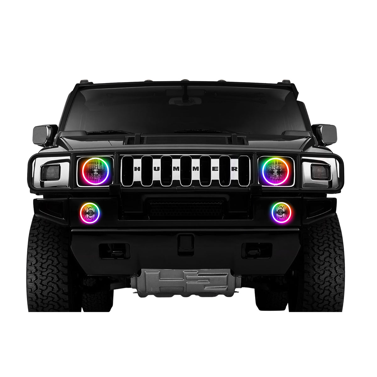 7-Inch Halo LED Headlight & 4 Fog Light Combo Kit – Fits Hummer H2 H3T 06-10 & Many More