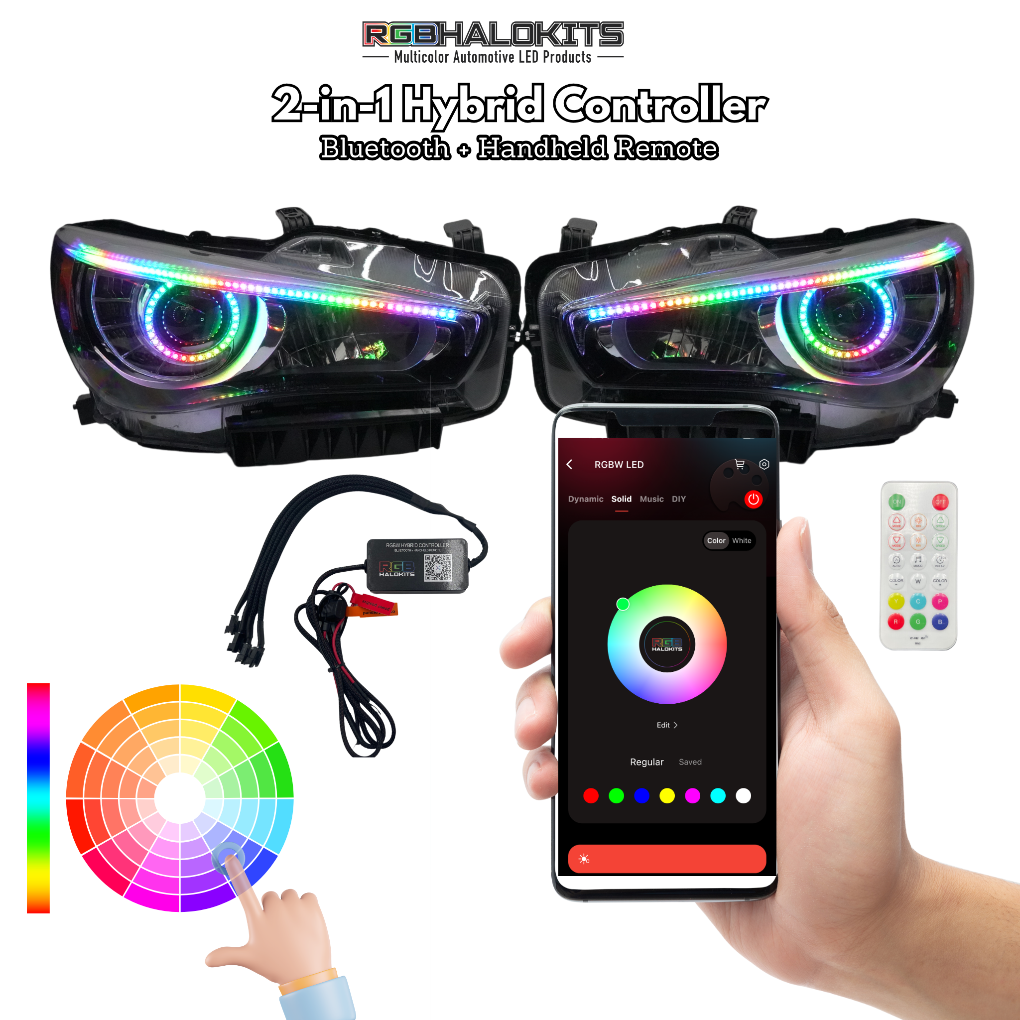 Infiniti Q50: Multicolor Headlights (2014-2024) – Custom Multicolor LED Lighting by RGB Halo Kits