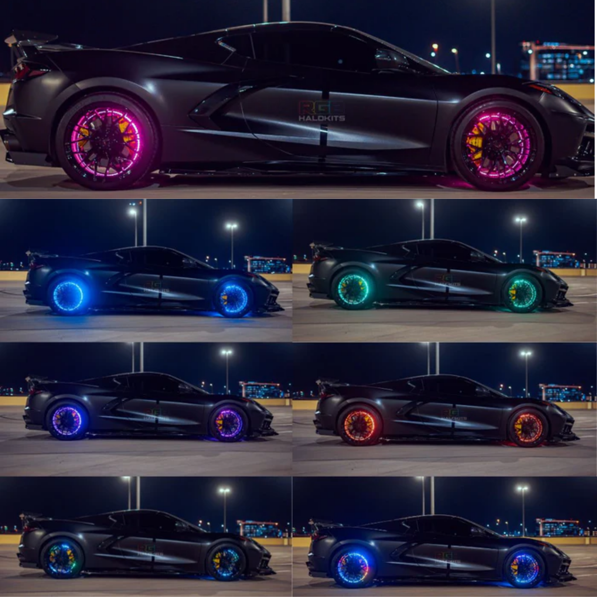 Quad 4 Row LED Wheel Ring Kit | Flow Series – Custom Multicolor LED Lighting by RGB Halo Kits