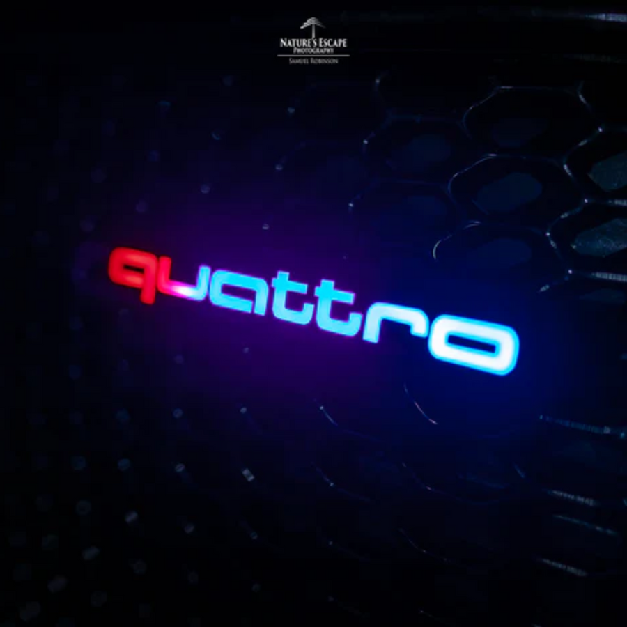 Quattro : Illuminated Multicolor Flow LED Badge | Lit Logos – Custom Multicolor LED Lighting by RGB Halo Kits