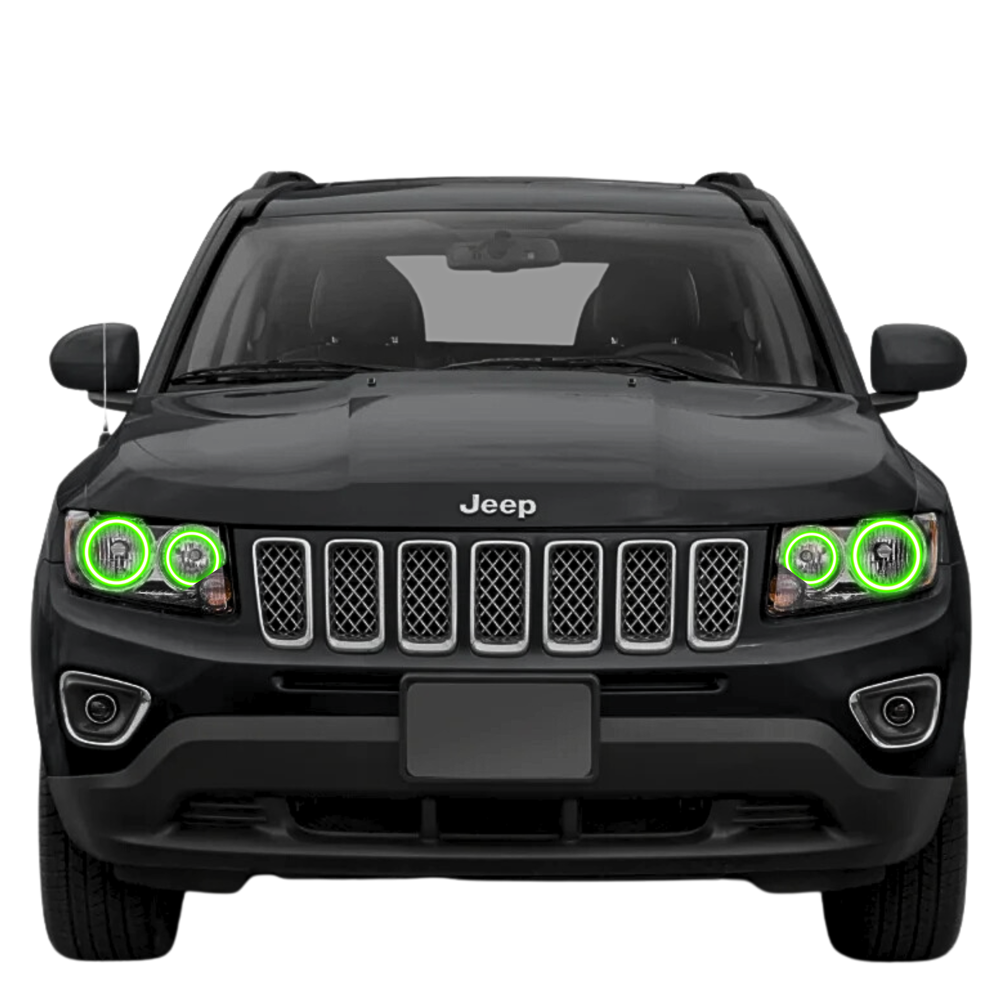 2011-2016 Jeep Compass Multicolor Halo Kit - RGB Halo Kits Multicolor Flow Series Color Chasing RGBWA LED headlight kit Colorshift Oracle Lighting Trendz OneUpLighting Morimoto theretrofitsource AutoLEDTech Diode Dynamics