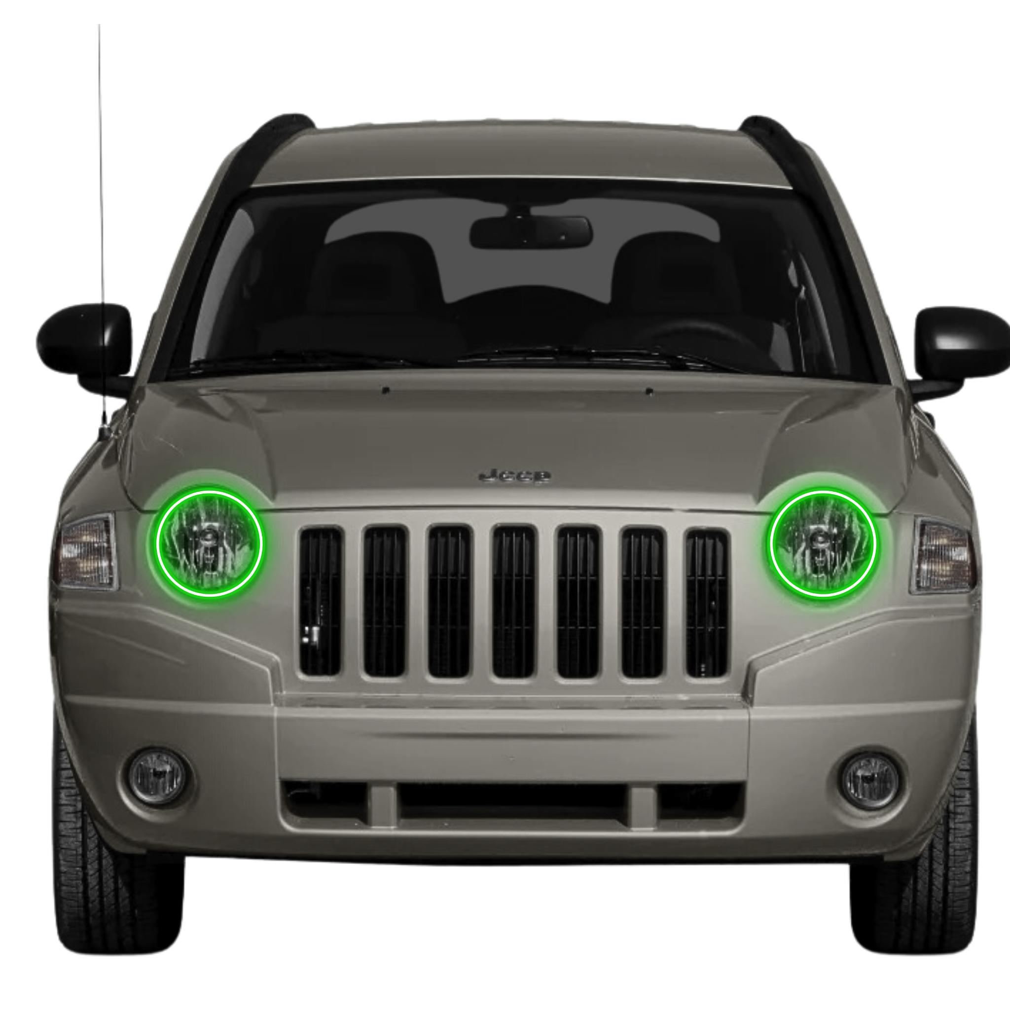 2007-2010 Jeep Compass Multicolor Halo Kit - RGB Halo Kits Multicolor Flow Series Color Chasing RGBWA LED headlight kit Colorshift Oracle Lighting Trendz OneUpLighting Morimoto theretrofitsource AutoLEDTech Diode Dynamics