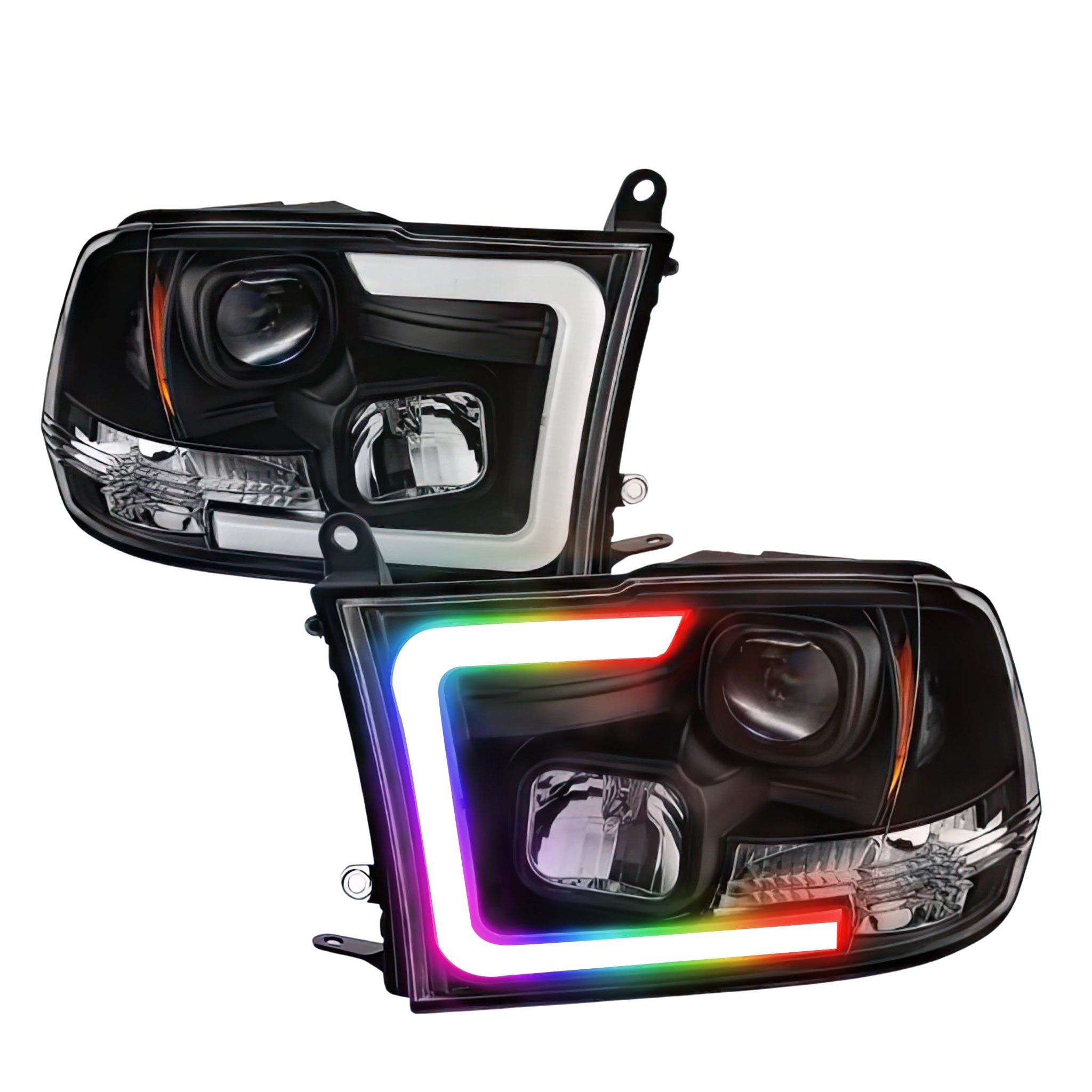 Ram 1500 (2009-2018) / Ram 2500/3500 (2010-2019): Multicolor Flow Series Headlights | Spyder – Custom Multicolor LED Lighting by RGB Halo Kits