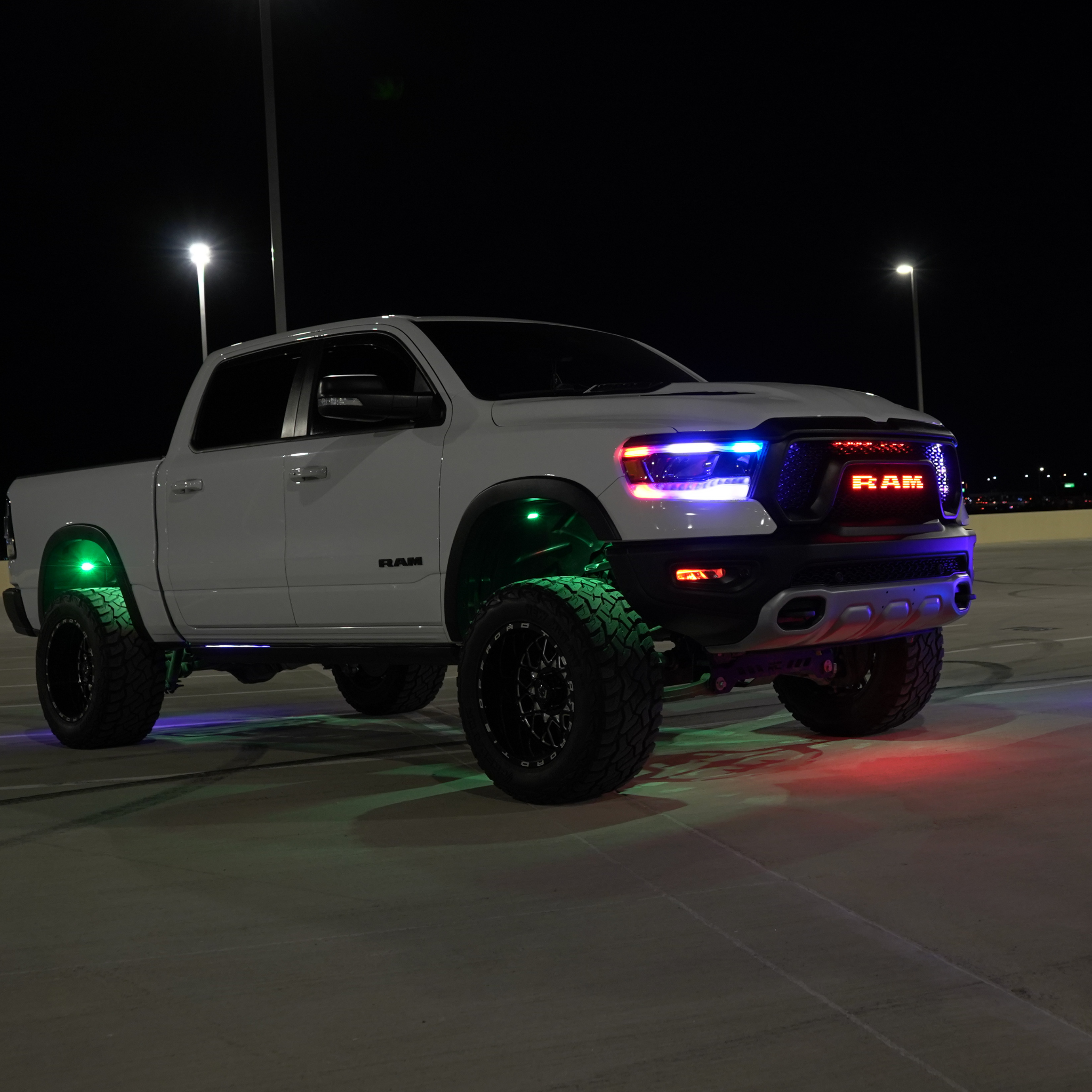Ram LED Emblem: (Multicolor Flow) 2019-2024 – Custom Multicolor LED Lighting by RGB Halo Kits