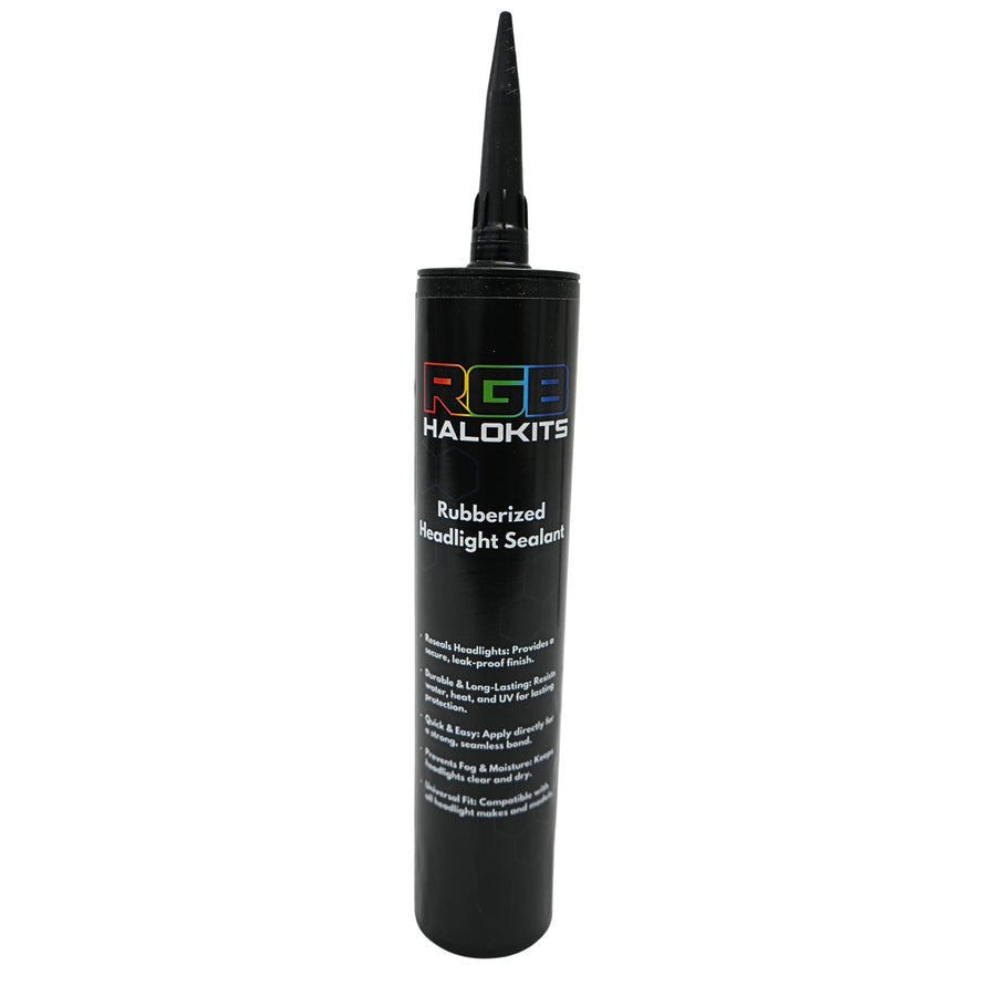 Rubber Silicone Headlight Sealant – Waterproof Seal for Cut-Open Headlight Housings – Custom Multicolor LED Lighting by RGB Halo Kits