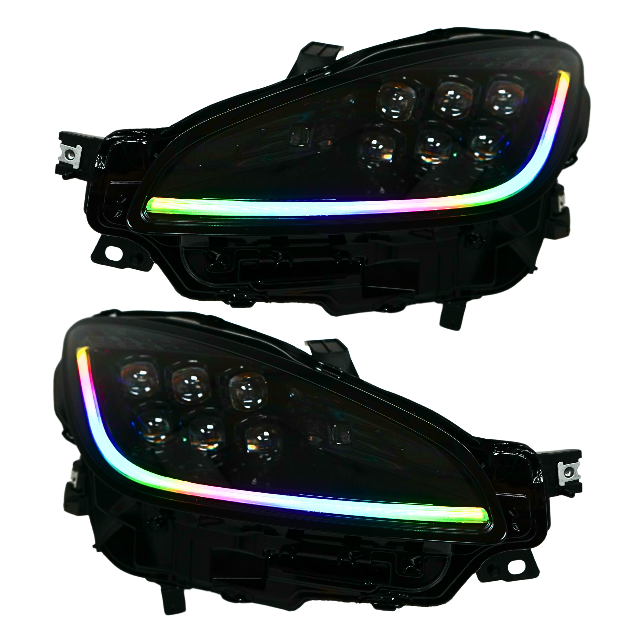 Toyota GR86 / Subaru BRZ: Multicolor Flow Series Alphablack Nova-series Headlights (2021-2025) | Alpharex – Custom Multicolor LED Lighting by RGB Halo Kits