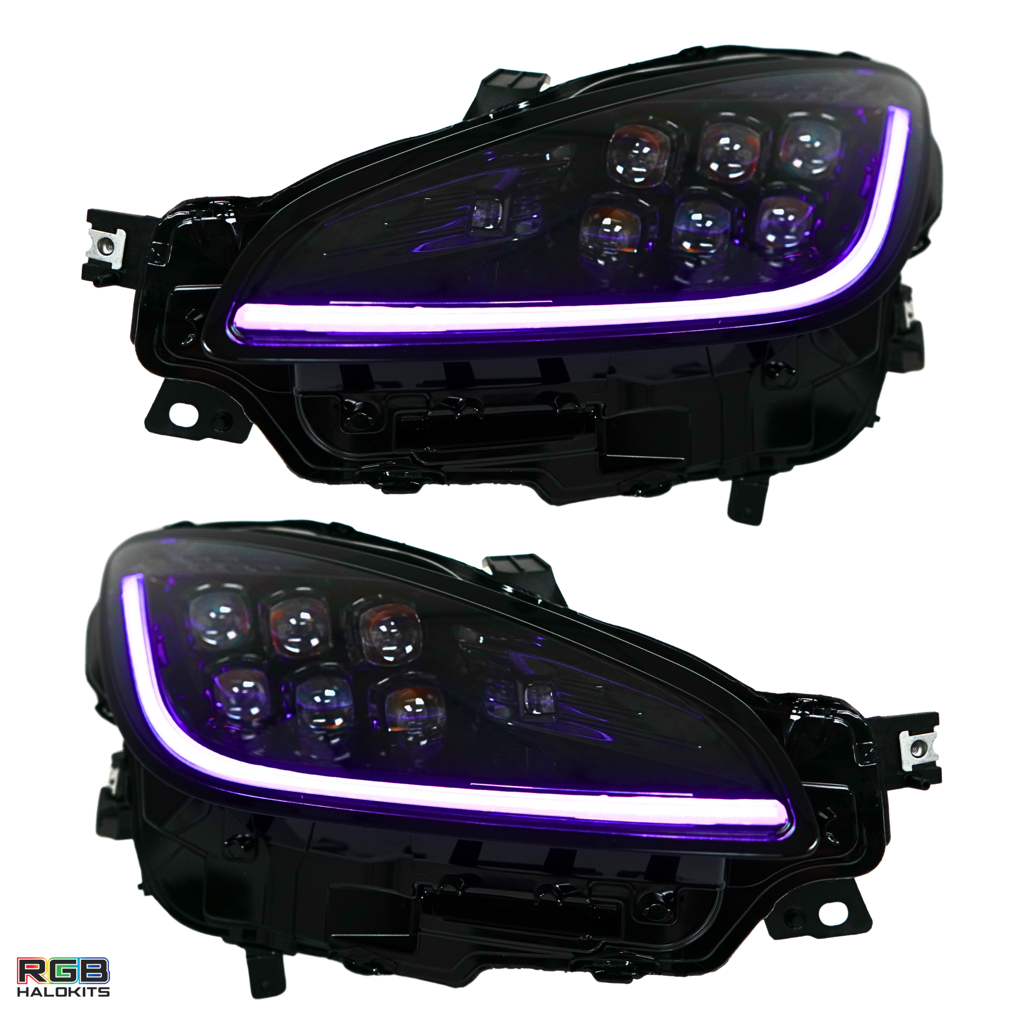 Toyota GR86 / Subaru BRZ: Multicolor Flow Series Alphablack Nova-series Headlights (2021-2025) | Alpharex – Custom Multicolor LED Lighting by RGB Halo Kits