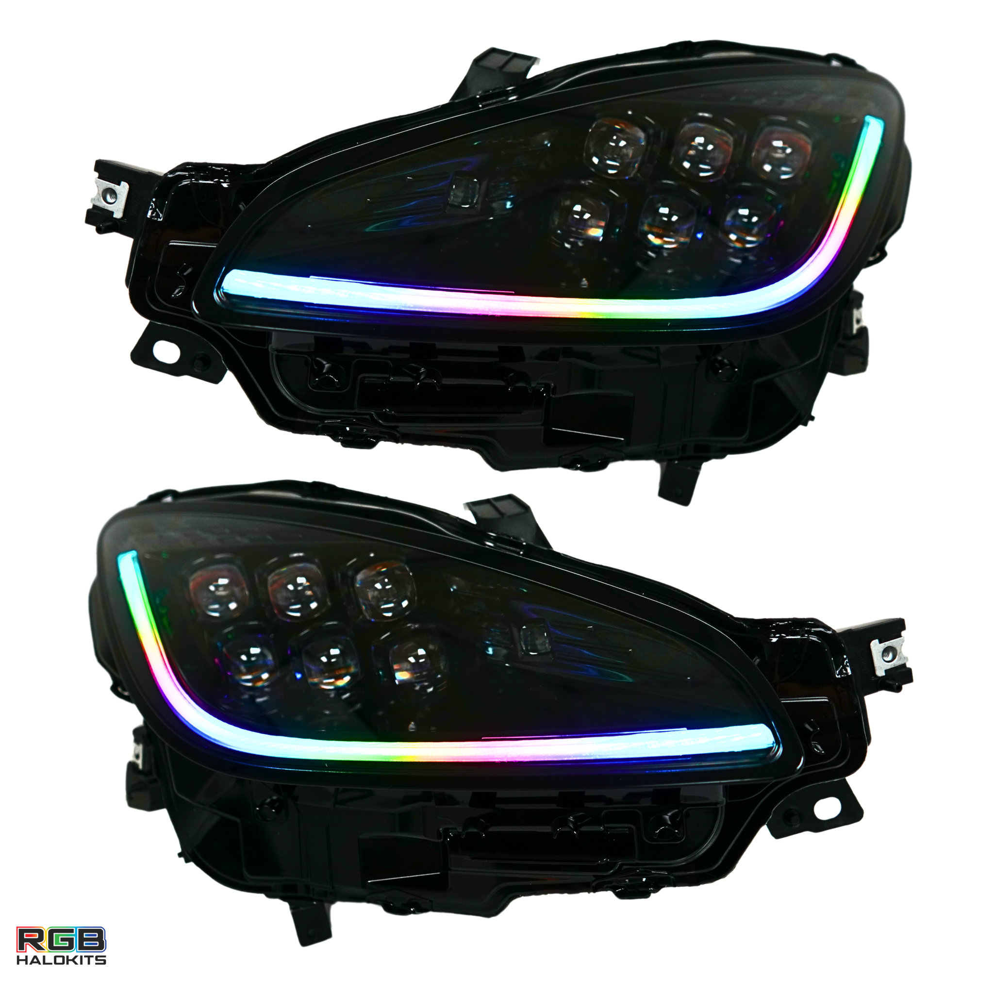 Toyota GR86 / Subaru BRZ: Multicolor Flow Series Alphablack Nova-series Headlights (2021-2025) | Alpharex – Custom Multicolor LED Lighting by RGB Halo Kits