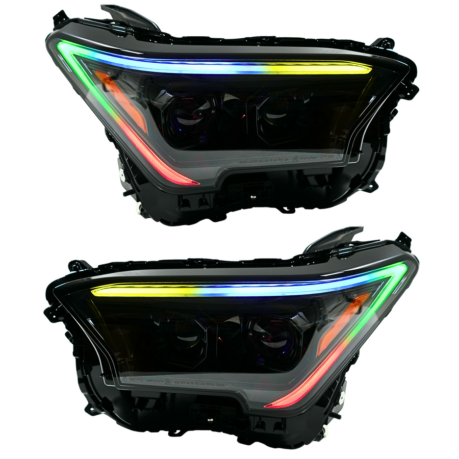 Toyota Tacoma: Multicolor Flow Series Alphablack Headlights (2024-2025) | Alpharex – Custom Multicolor LED Lighting by RGB Halo Kits