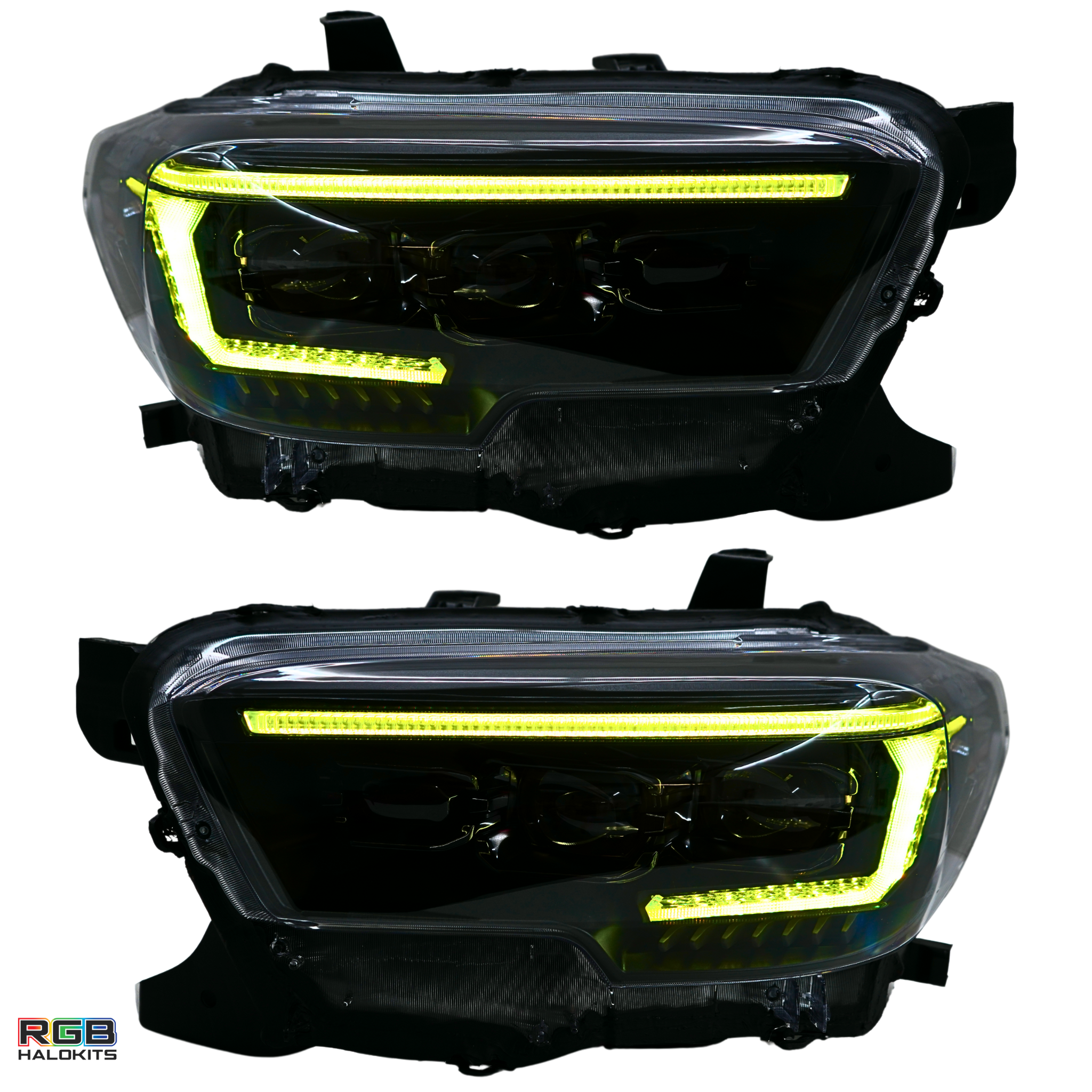Toyota Tacoma: Multicolor Flow Series Headlights (2016-2023) | XB Evo Hybrid – Custom Multicolor LED Lighting by RGB Halo Kits