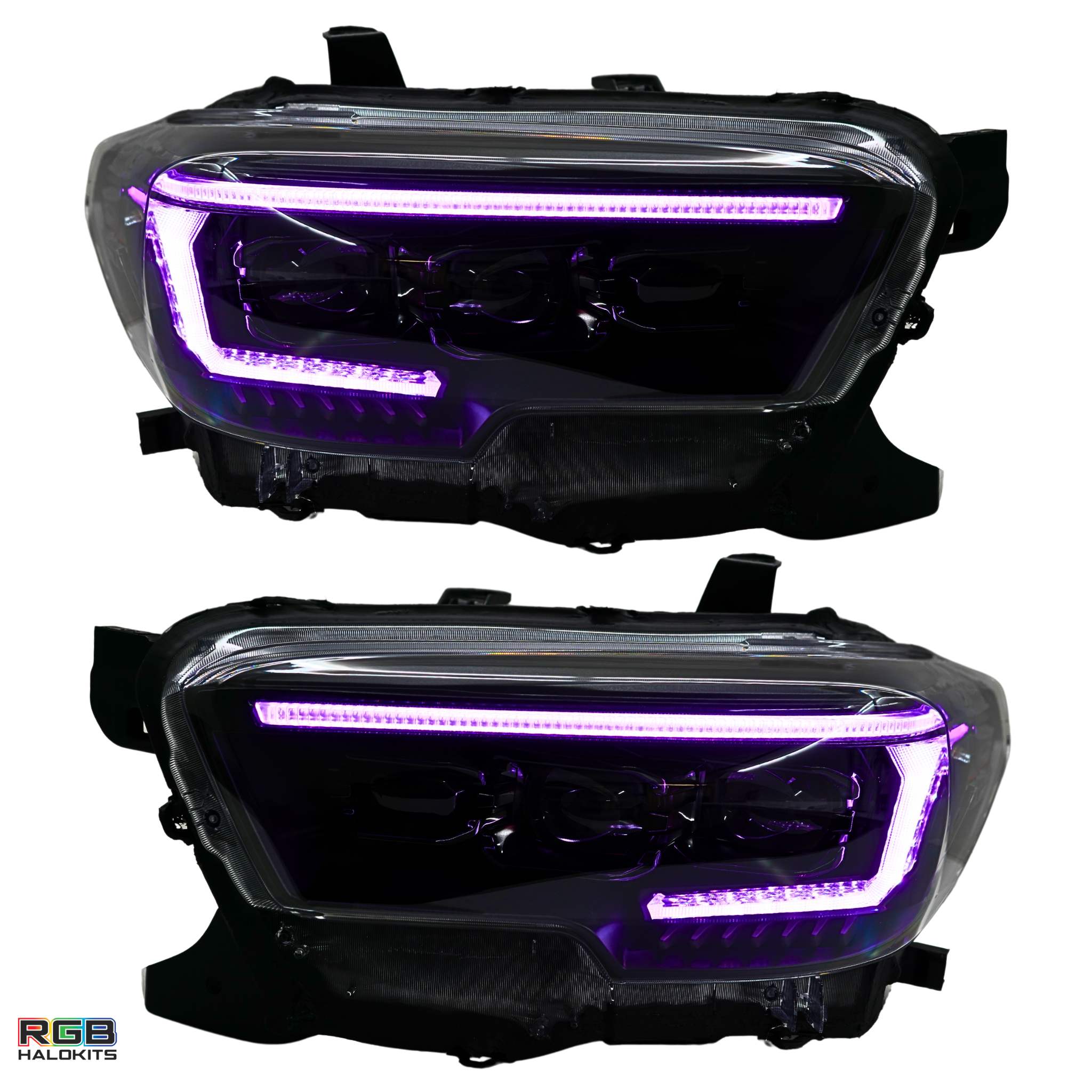 Toyota Tacoma: Multicolor Flow Series Headlights (2016-2023) | XB Evo Hybrid – Custom Multicolor LED Lighting by RGB Halo Kits