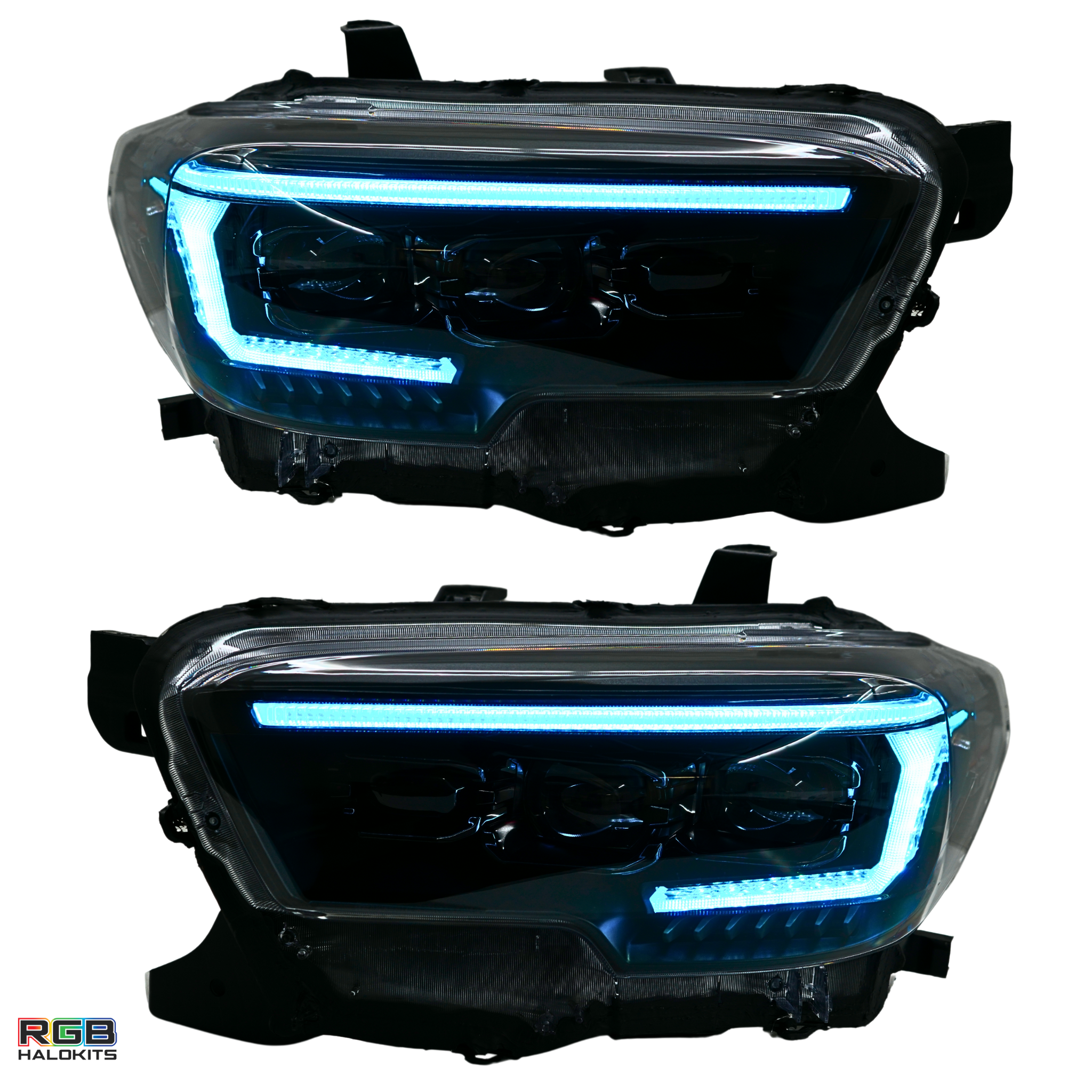 Toyota Tacoma: Multicolor Flow Series Headlights (2016-2023) | XB Evo Hybrid – Custom Multicolor LED Lighting by RGB Halo Kits