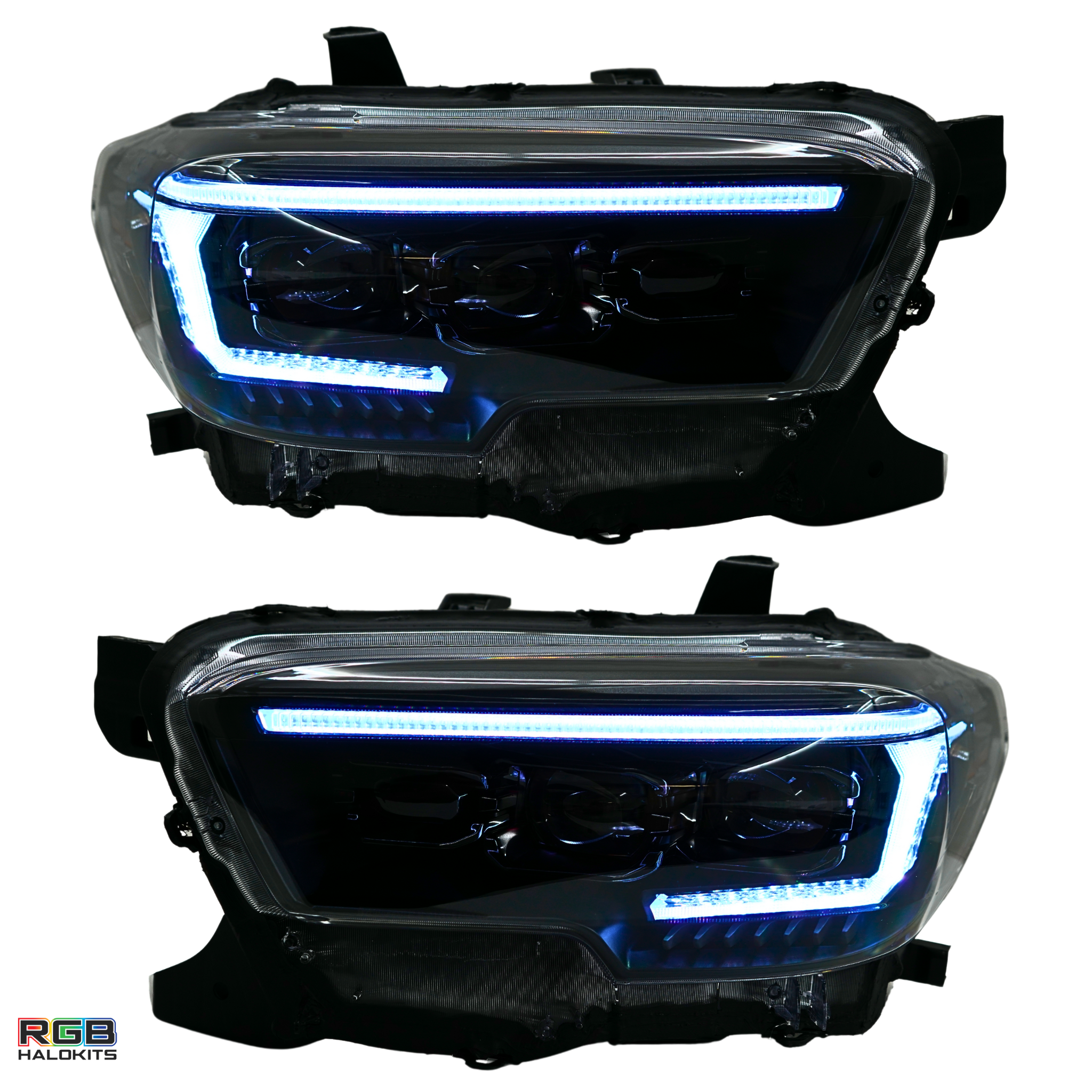 Toyota Tacoma: Multicolor Flow Series Headlights (2016-2023) | XB Evo Hybrid – Custom Multicolor LED Lighting by RGB Halo Kits
