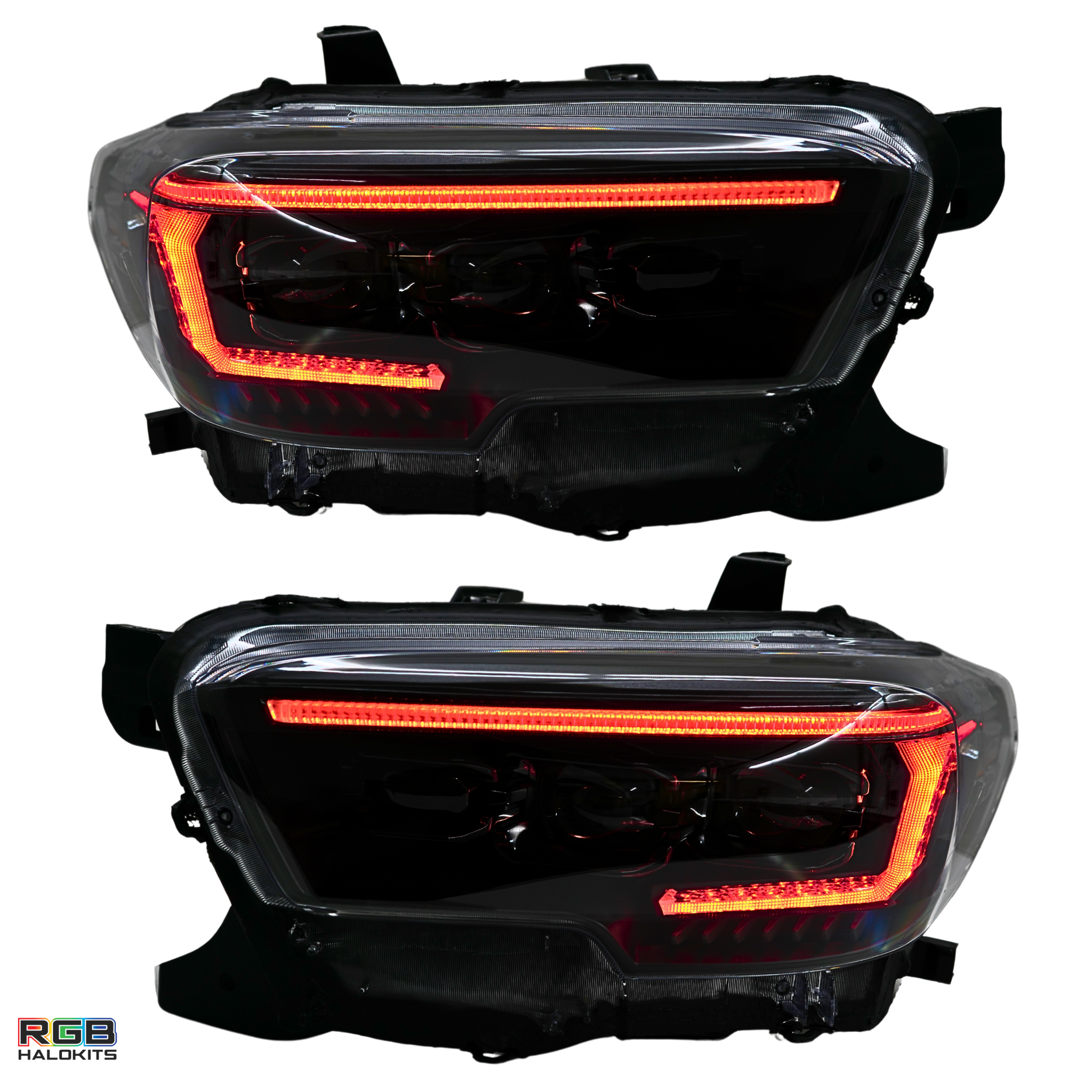 Toyota Tacoma: Multicolor Flow Series Headlights (2016-2023) | XB Evo Hybrid – Custom Multicolor LED Lighting by RGB Halo Kits