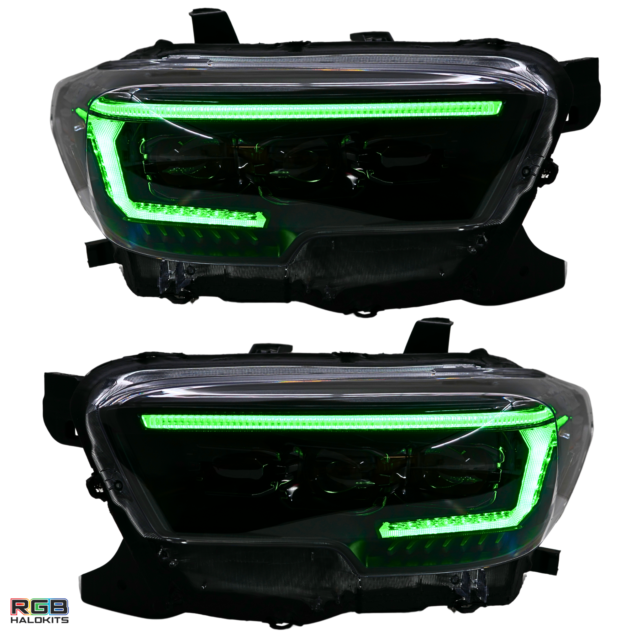 Toyota Tacoma: Multicolor Flow Series Headlights (2016-2023) | XB Evo Hybrid – Custom Multicolor LED Lighting by RGB Halo Kits