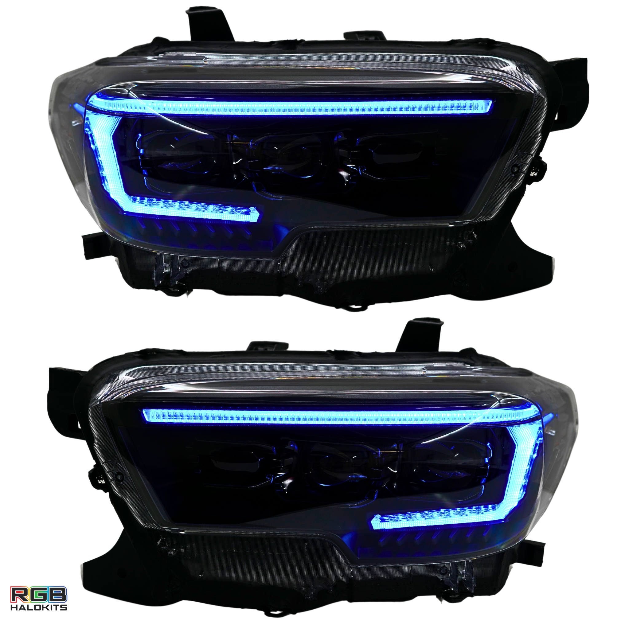 Toyota Tacoma: Multicolor Flow Series Headlights (2016-2023) | XB Evo Hybrid – Custom Multicolor LED Lighting by RGB Halo Kits