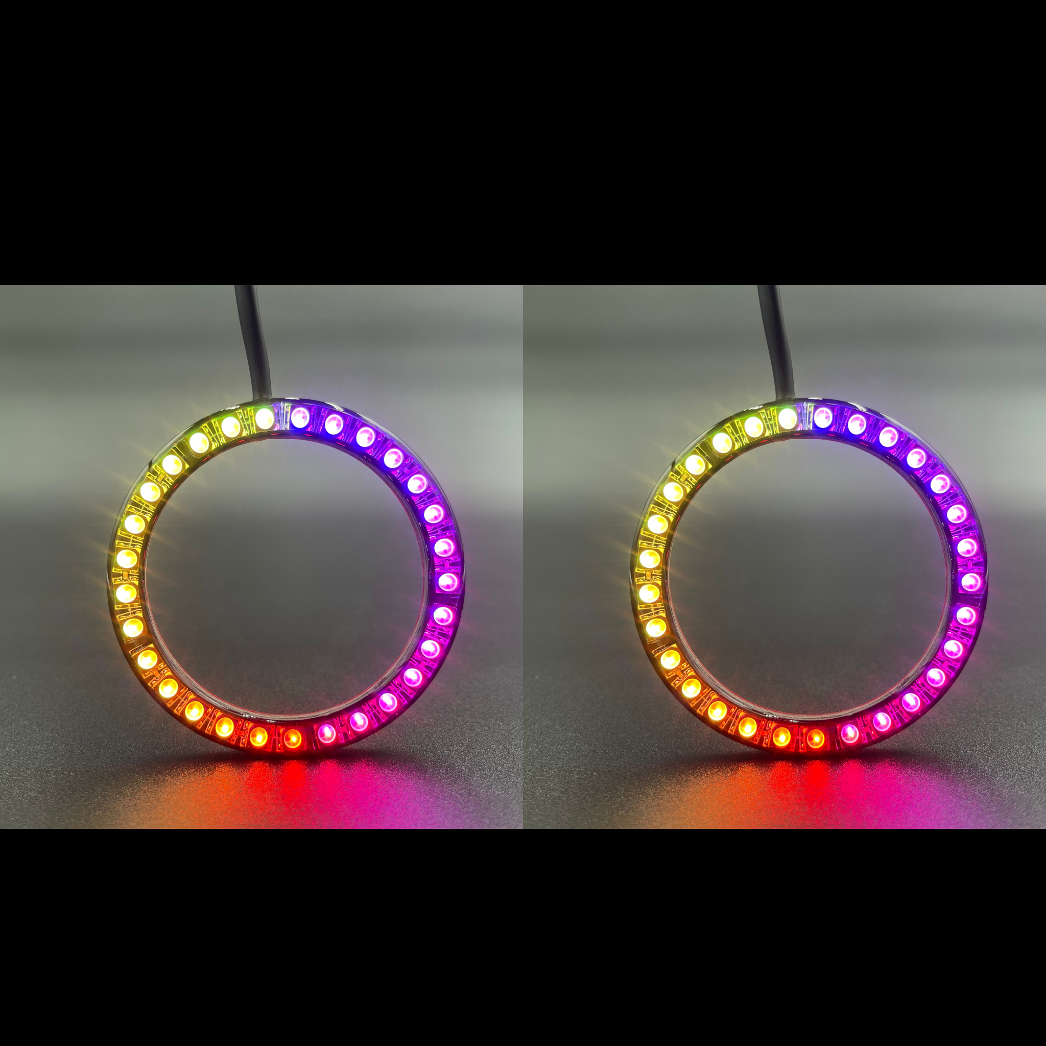 1987-1993 Ford Mustang Multicolor Halo Kit - RGB Halo Kits Multicolor Flow Series Color Chasing RGBWA LED headlight kit Oracle Lighting Trendz OneUpLighting Morimoto theretrofitsource AutoLEDTech Diode Dynamics