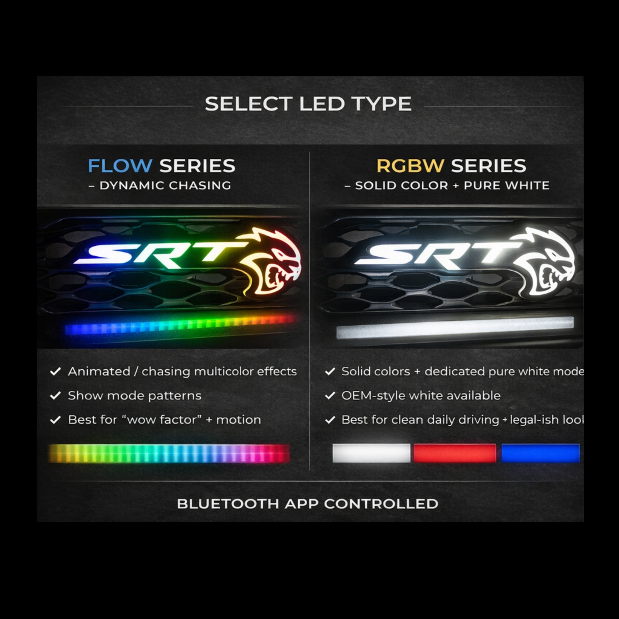 SRT Hellcat LED Emblem Badge: (Multicolor)