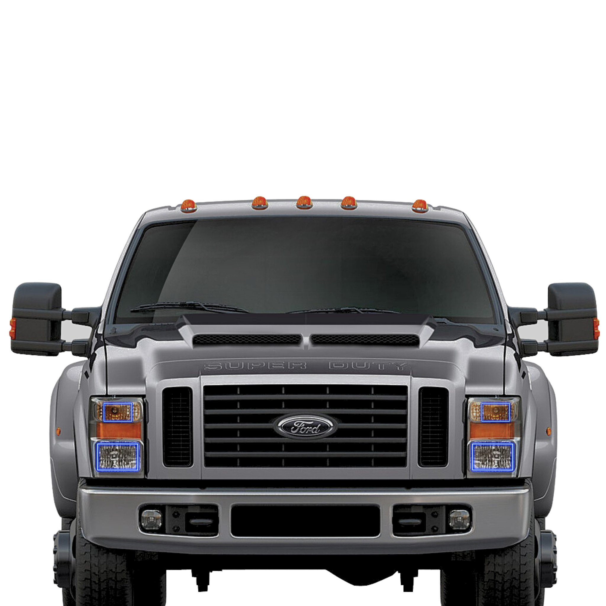 2008-2010 Ford Super Duty Multicolor Halo Kit - RGB Halo Kits Multicolor Flow Series Color Chasing RGBWA LED headlight kit Colorshift Oracle Lighting Trendz OneUpLighting Morimoto theretrofitsource AutoLEDTech Diode Dynamics