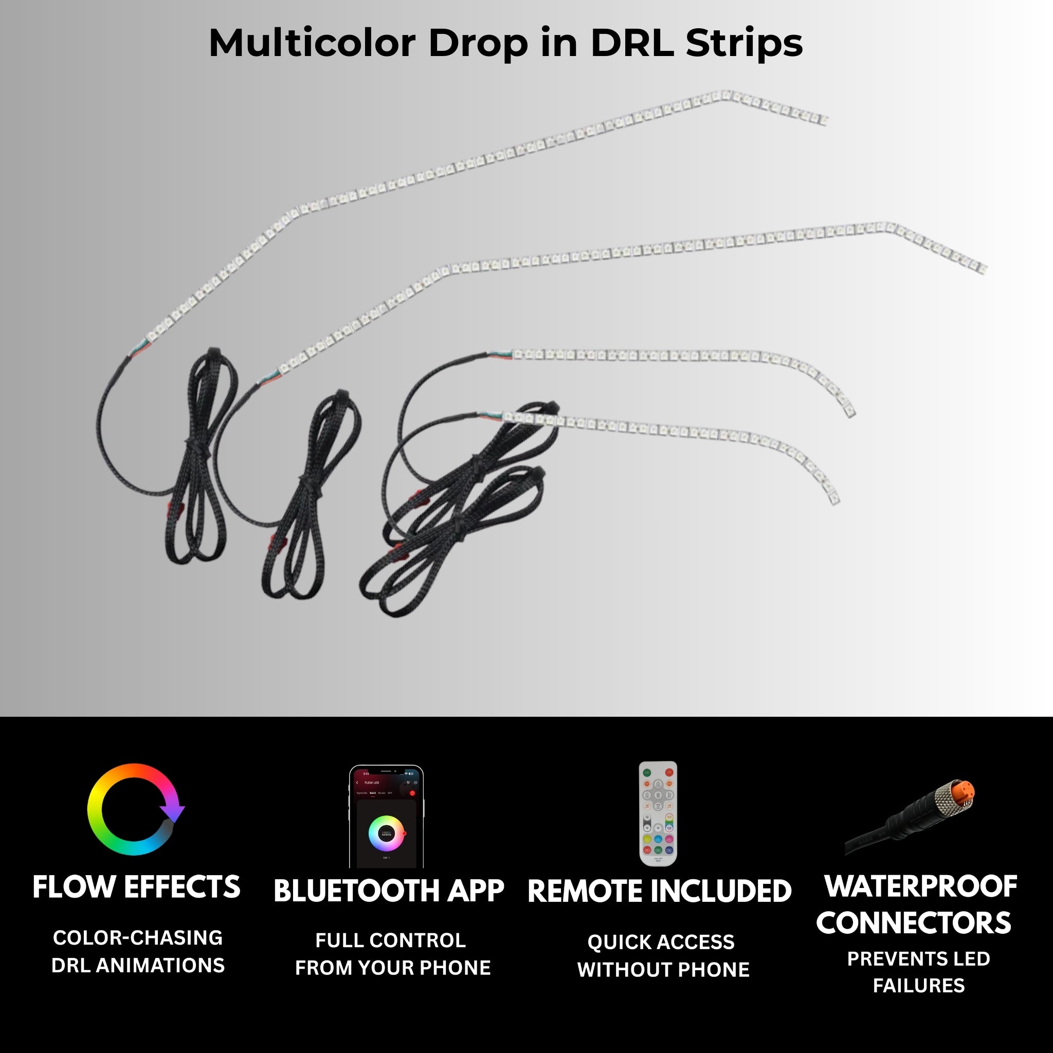 Tesla Model 3 Flow Series DRL boards (2021+) – Custom Multicolor LED Lighting by RGB Halo Kits