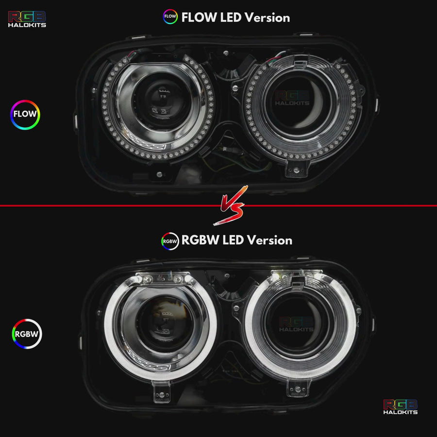 Dodge Challenger: Multicolor Headlights with RGBW Demon Eyes (2015-2023) – Custom Multicolor LED Lighting by RGB Halo Kits