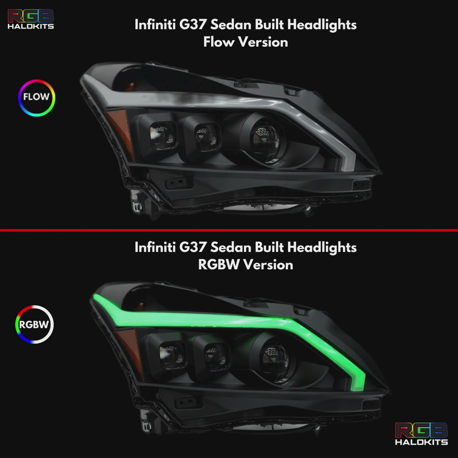Infiniti G37: Multicolor Flow Series Headlights (2010-2013) – Custom Multicolor LED Lighting by RGB Halo Kits