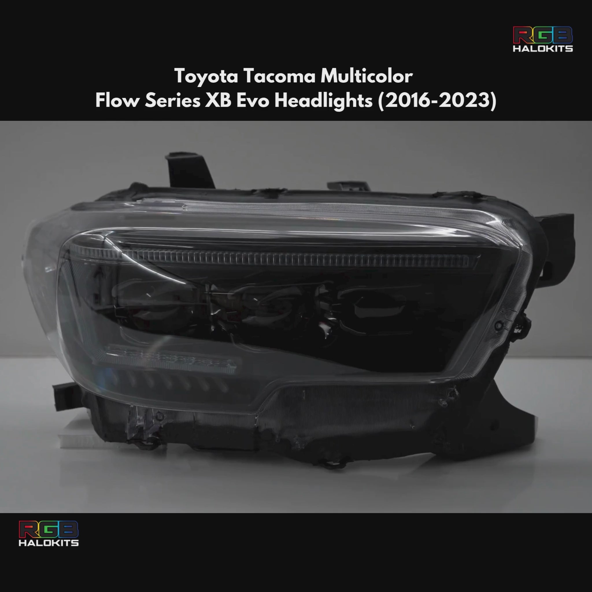 Toyota Tacoma: Multicolor Flow Series Headlights (2016-2023) | XB Evo Hybrid – Custom Multicolor LED Lighting by RGB Halo Kits