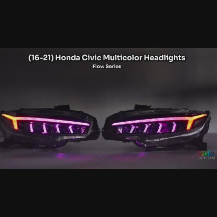 Honda Civic: Multicolor Flow Series Headlights (2016-2021) – Custom Multicolor LED Lighting by RGB Halo Kits