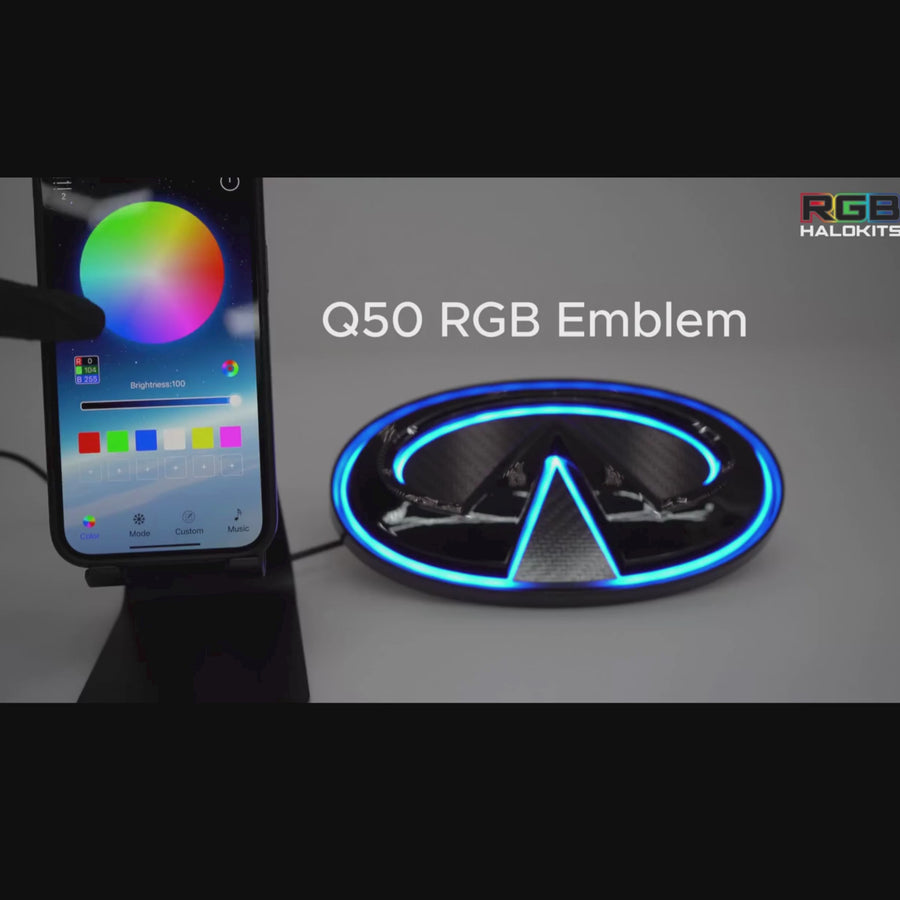 Infiniti Q50 Multicolor Flow LED emblem V2 (2014-2021) – Custom Multicolor LED Lighting by RGB Halo Kits