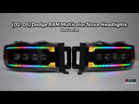 Dodge Ram HD: Multicolor Flow Series NOVA Headlights (2002-2005) – Custom Multicolor LED Lighting by RGB Halo Kits
