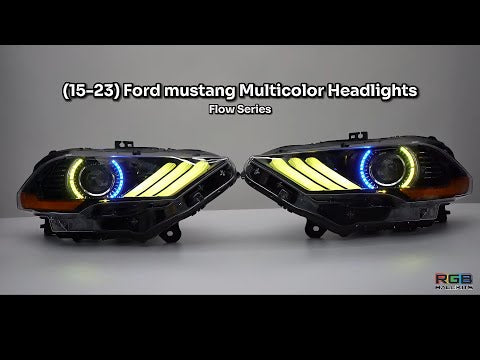 (2018-2023) Ford Mustang: Multicolor Flow Headlights w/ Halos – Custom Multicolor LED Lighting by RGB Halo Kits