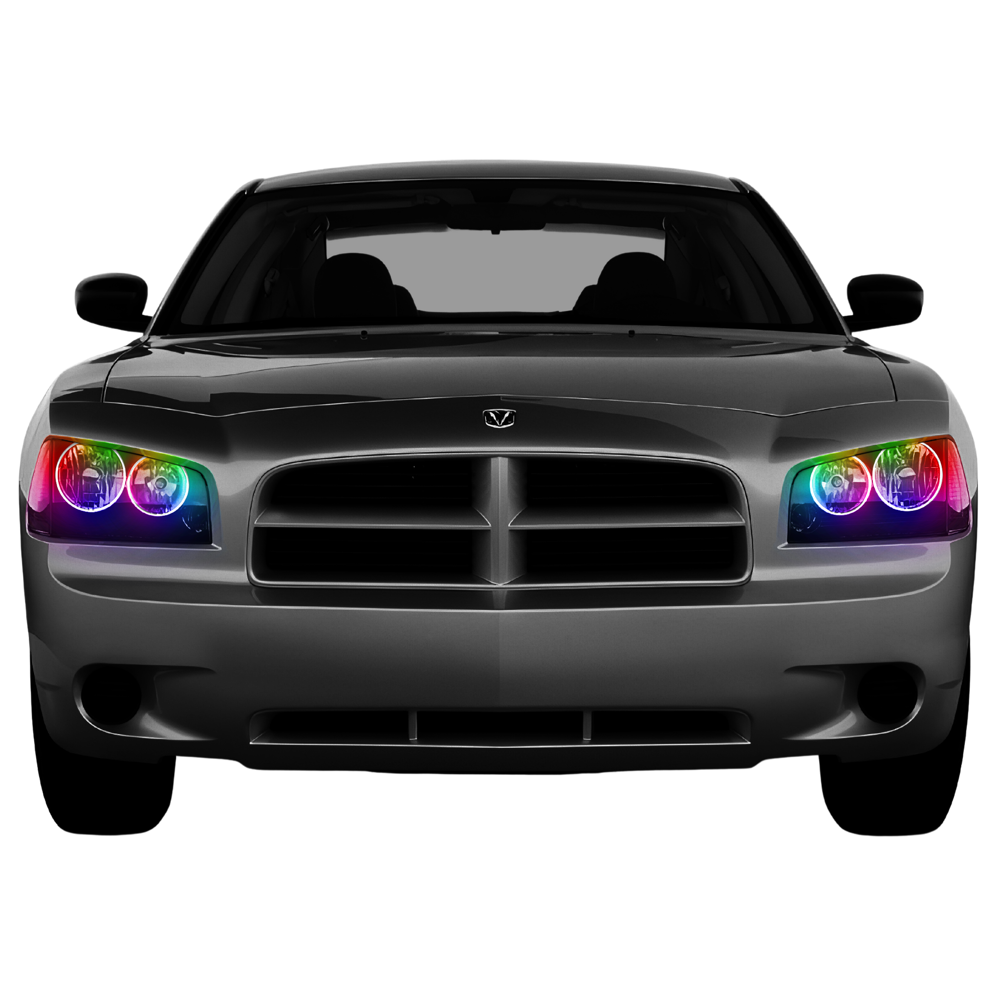 2006-2010 Dodge Charger Multicolor Halo Kit - RGB Halo Kits Multicolor Flow Series Color Chasing RGBWA LED headlight kit Oracle Lighting Trendz OneUpLighting Morimoto theretrofitsource AutoLEDTech Diode Dynamics