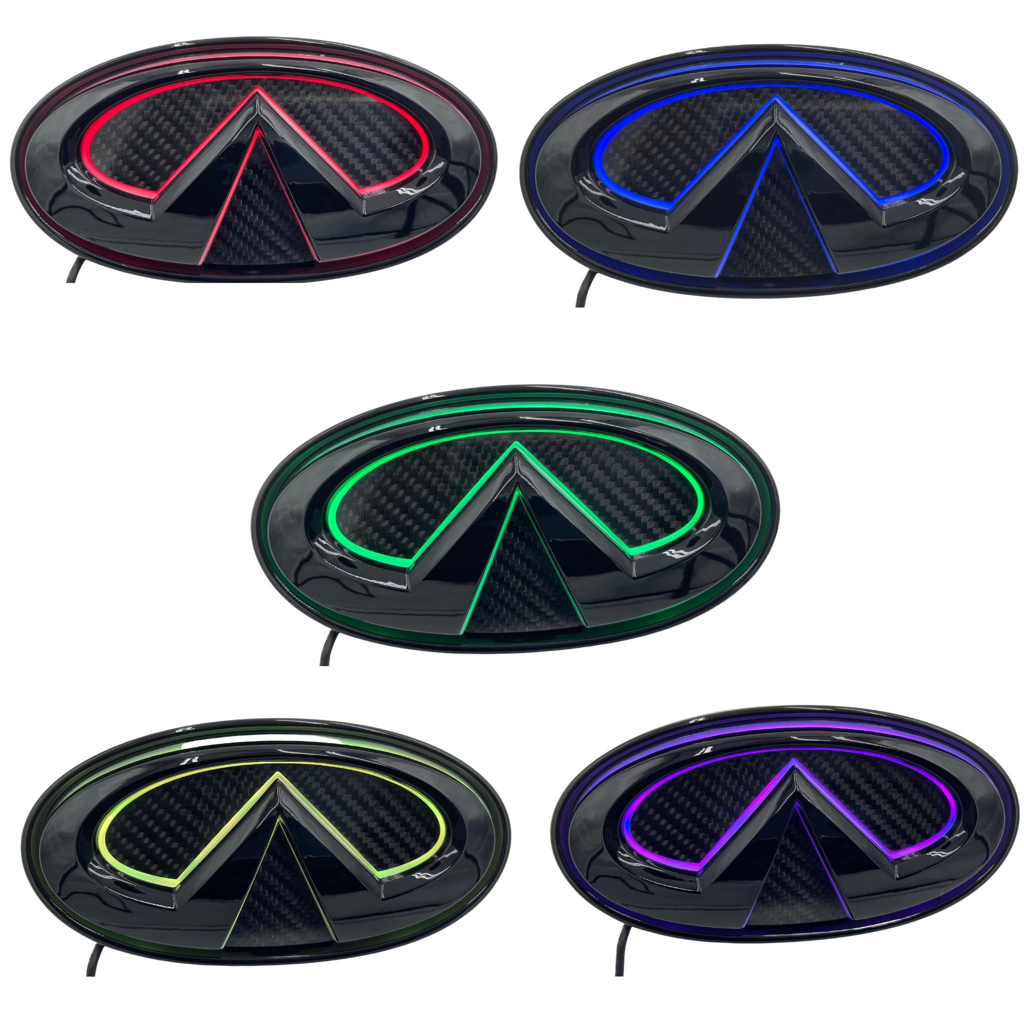 2014-2018 Infiniti Q50 RGB Illuminated LED emblem - RGB Halo Kits Multicolor Flow Series Color Chasing RGBWA LED headlight kit Oracle Lighting Trendz OneUpLighting Morimoto theretrofitsource AutoLEDTech Diode Dynamics
