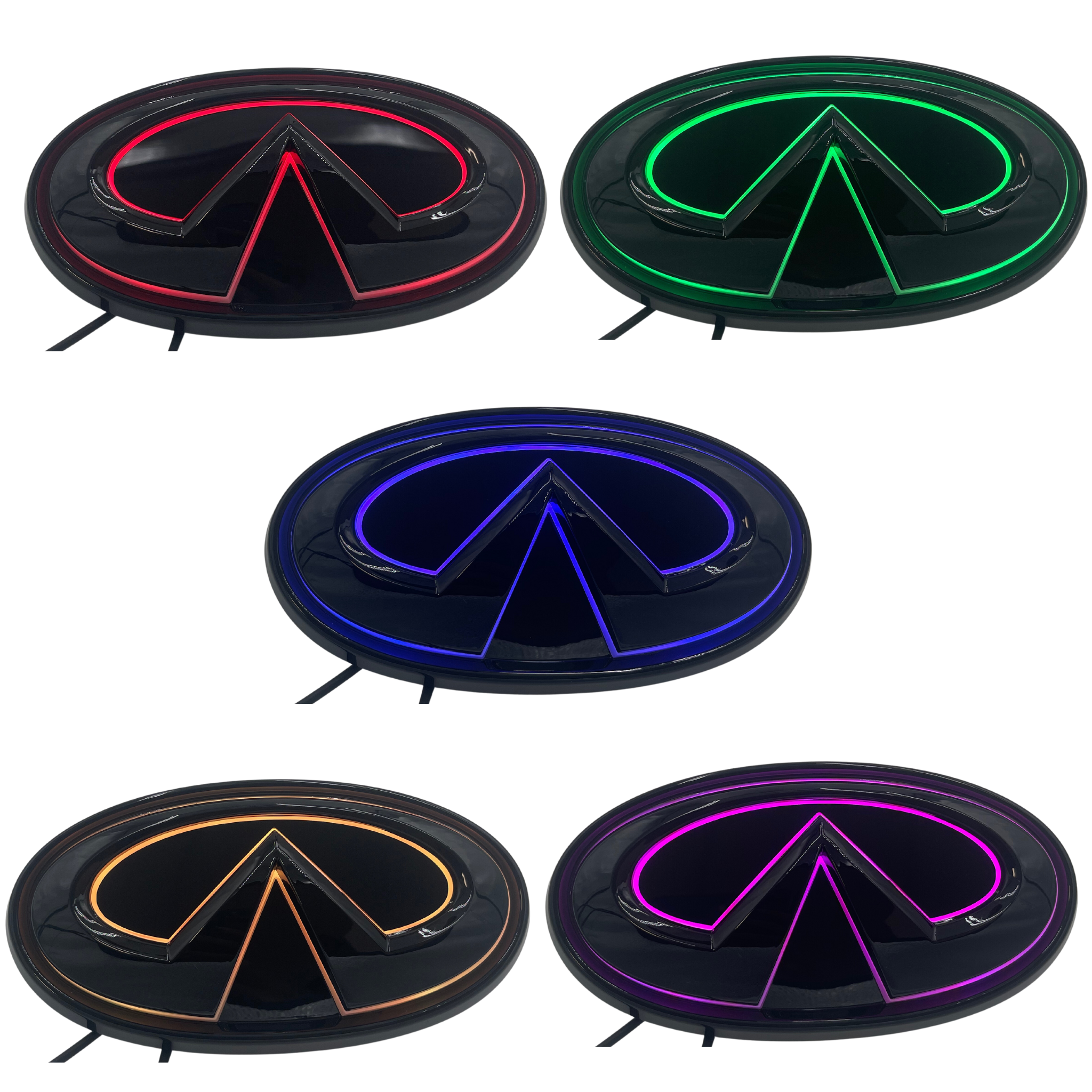 2014-2018 Infiniti Q50 RGB Illuminated LED emblem - RGB Halo Kits Multicolor Flow Series Color Chasing RGBWA LED headlight kit Oracle Lighting Trendz OneUpLighting Morimoto theretrofitsource AutoLEDTech Diode Dynamics